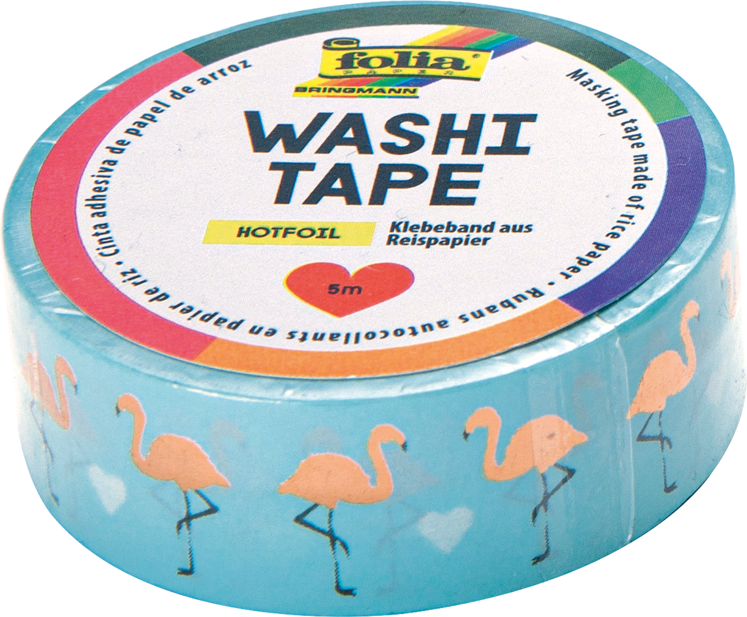 Washi Tape, Roségold Flamingos, 5 m, 1 Rolle