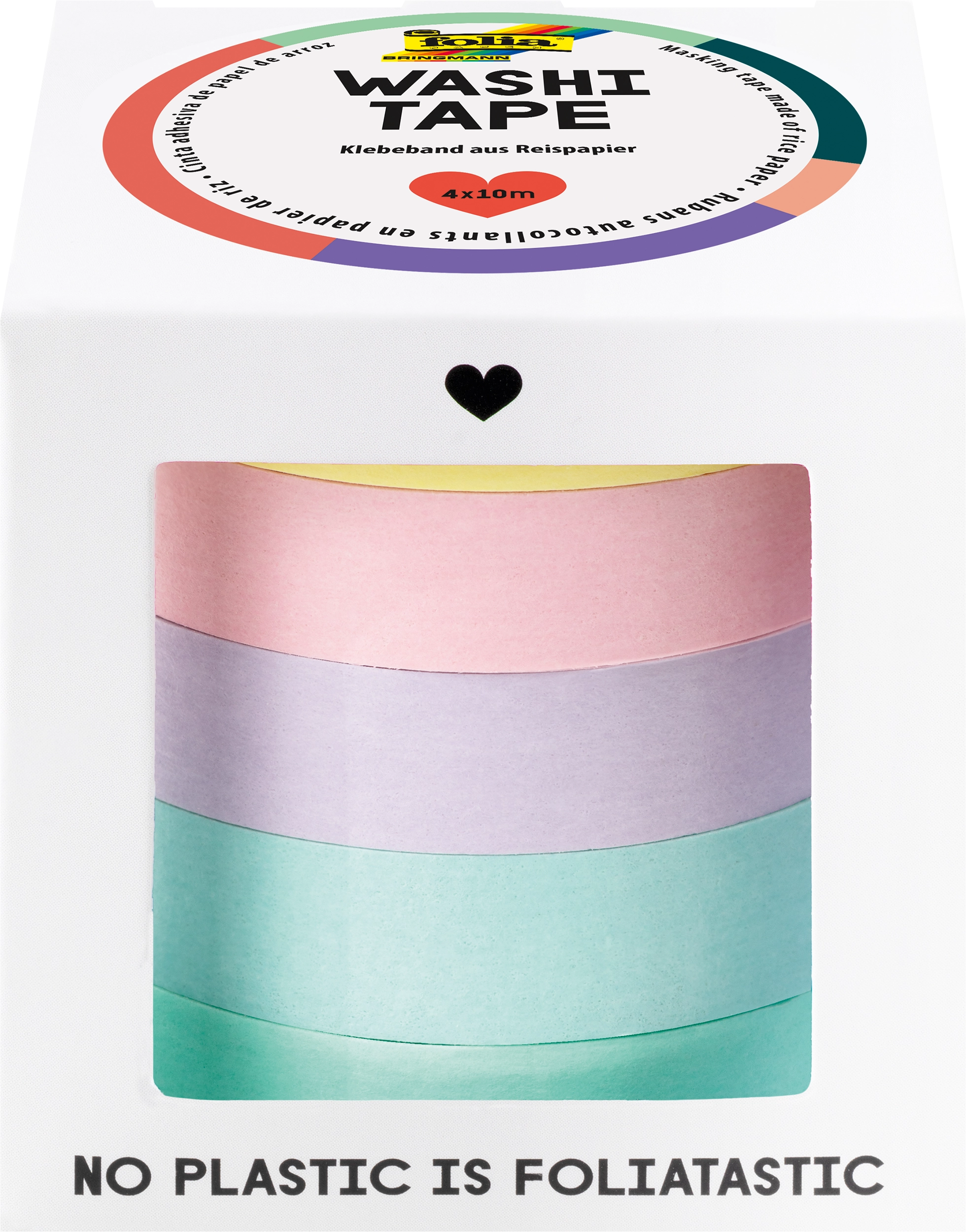 Washi Tape, Pastell, 5x 10 m, 5 Rollen