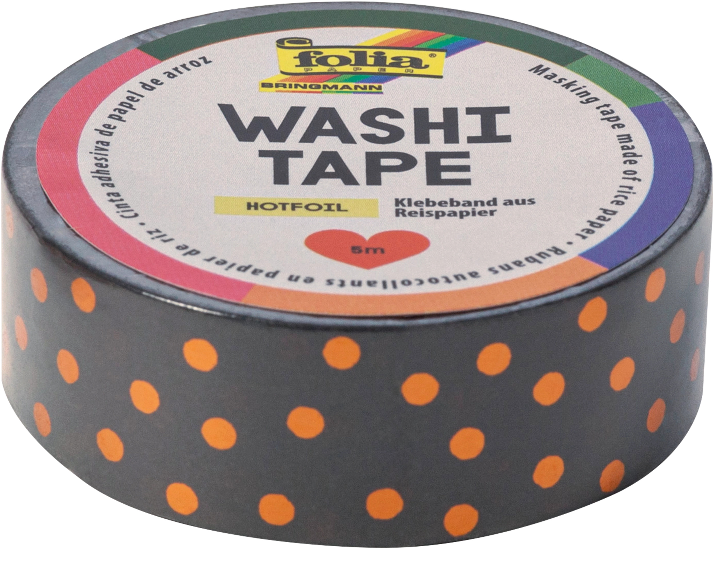 Washi Tape, Kupfer Dots, 5 m, 1 Rolle