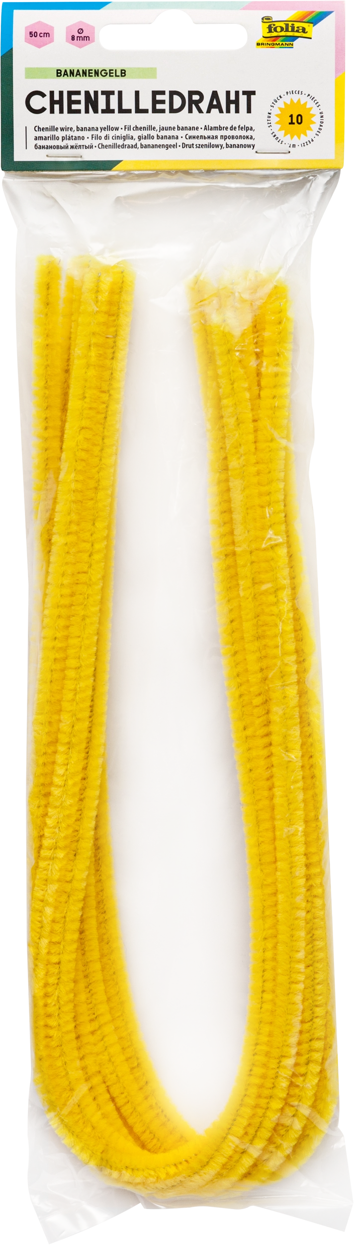 Chenille Wire, Banana Yellow, Ø 8 mm, 50 cm, 10 pieces