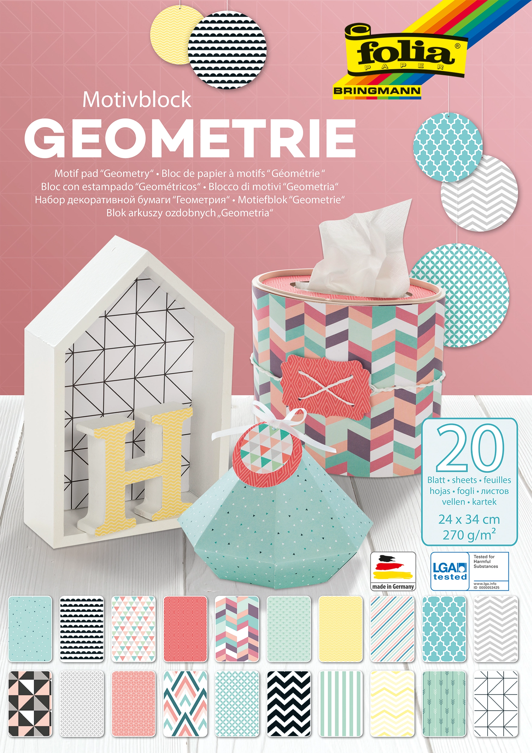 Motivblock, Geometrie, 24 x 34 cm, 270 g/m², 20 Blatt