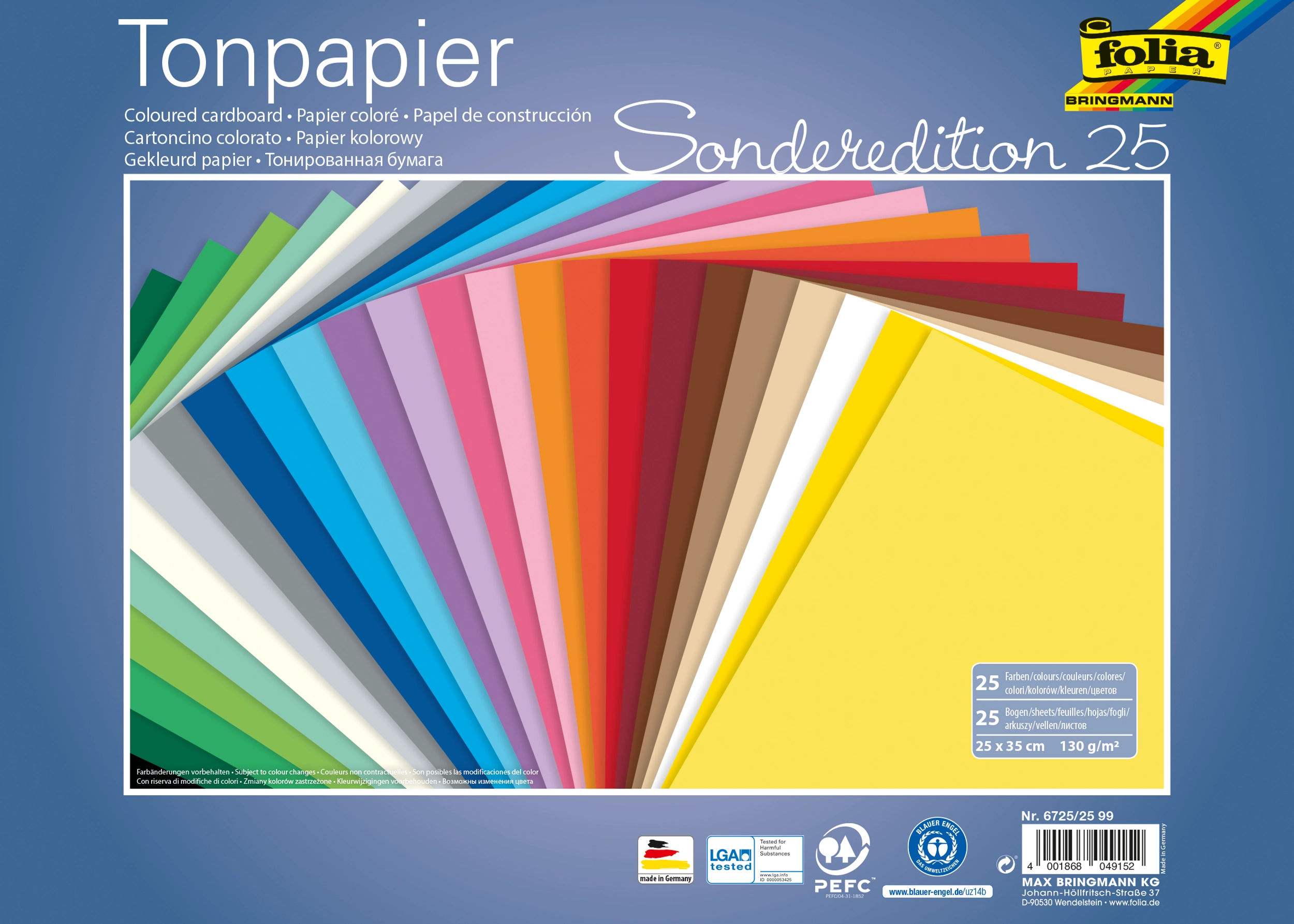Tonpapier Sonderedition, 25 x 35 cm, 130 g/m², 25 Blatt