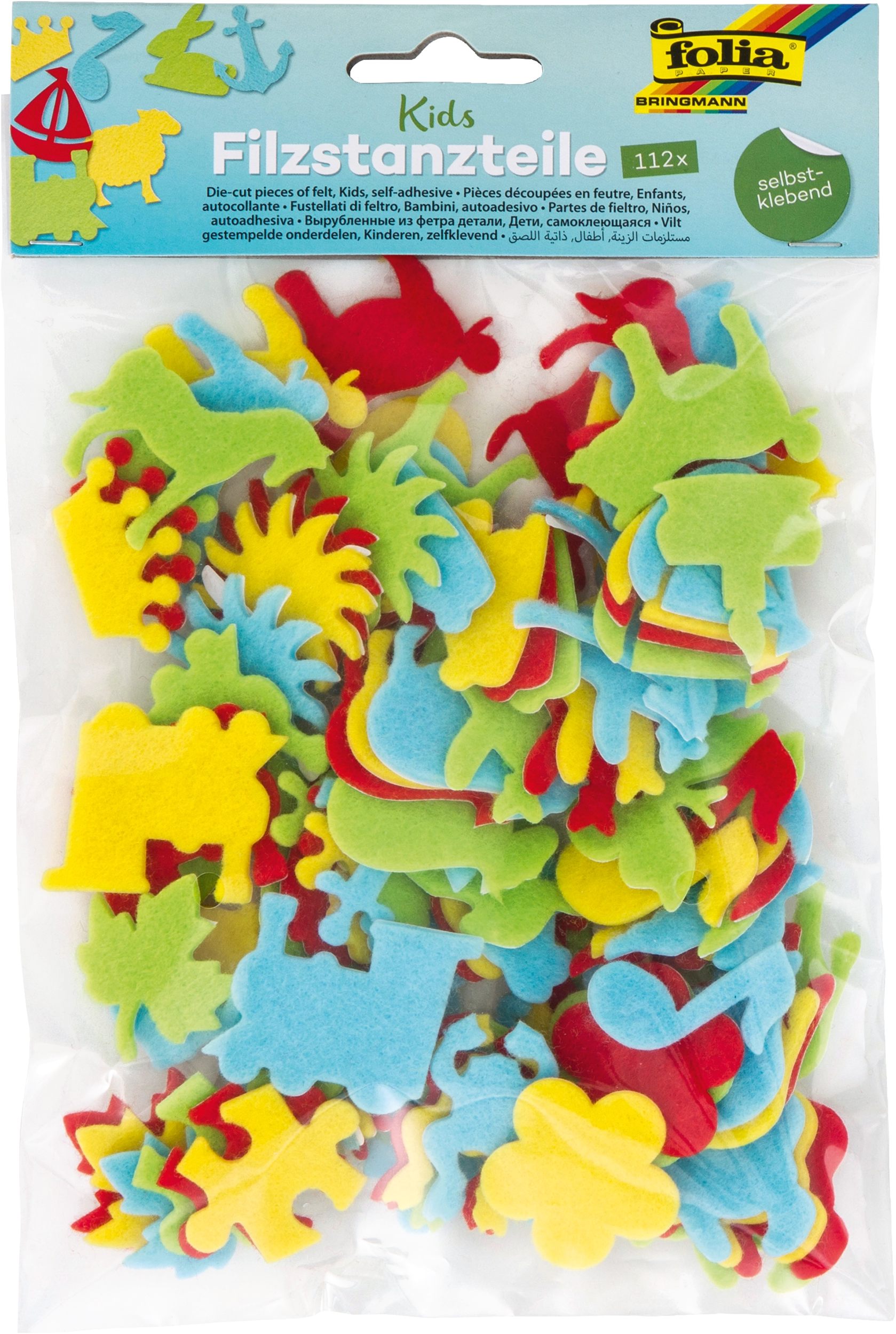 Felt Cut-Outs, Kids, Self-adhesive, 2,0 - 4,5 cm high, 112 parts