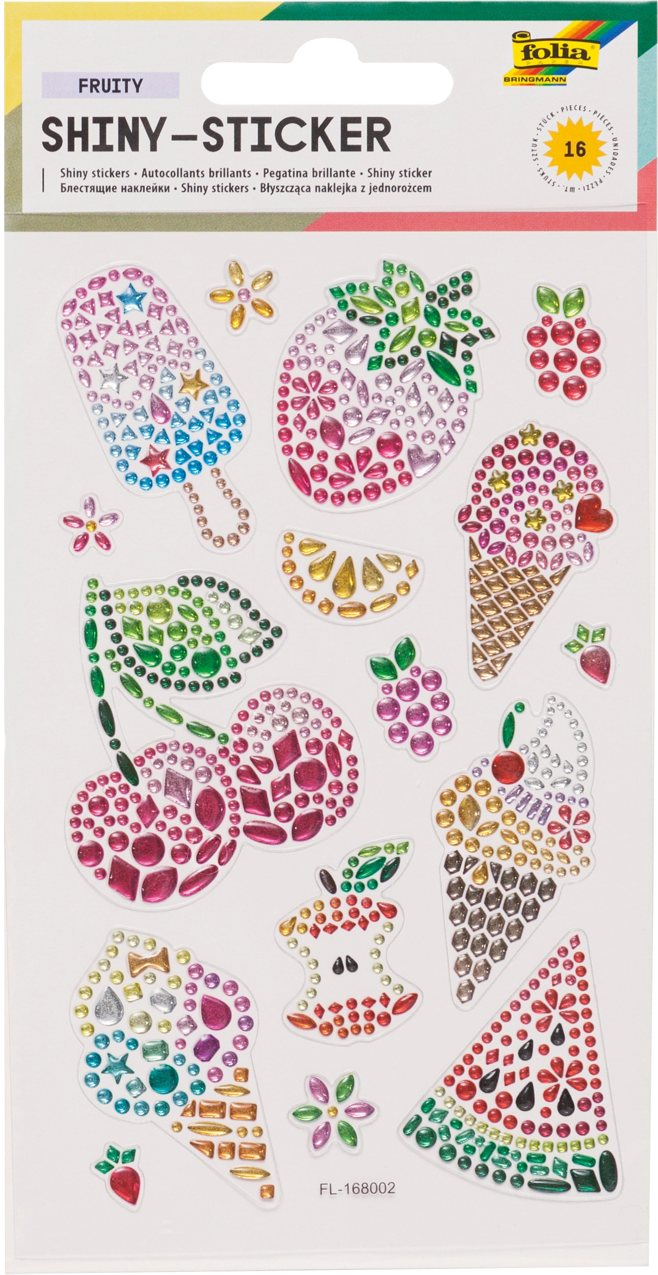 Shiny-Sticker, Fruity, 16 Sticker, 1 Blatt