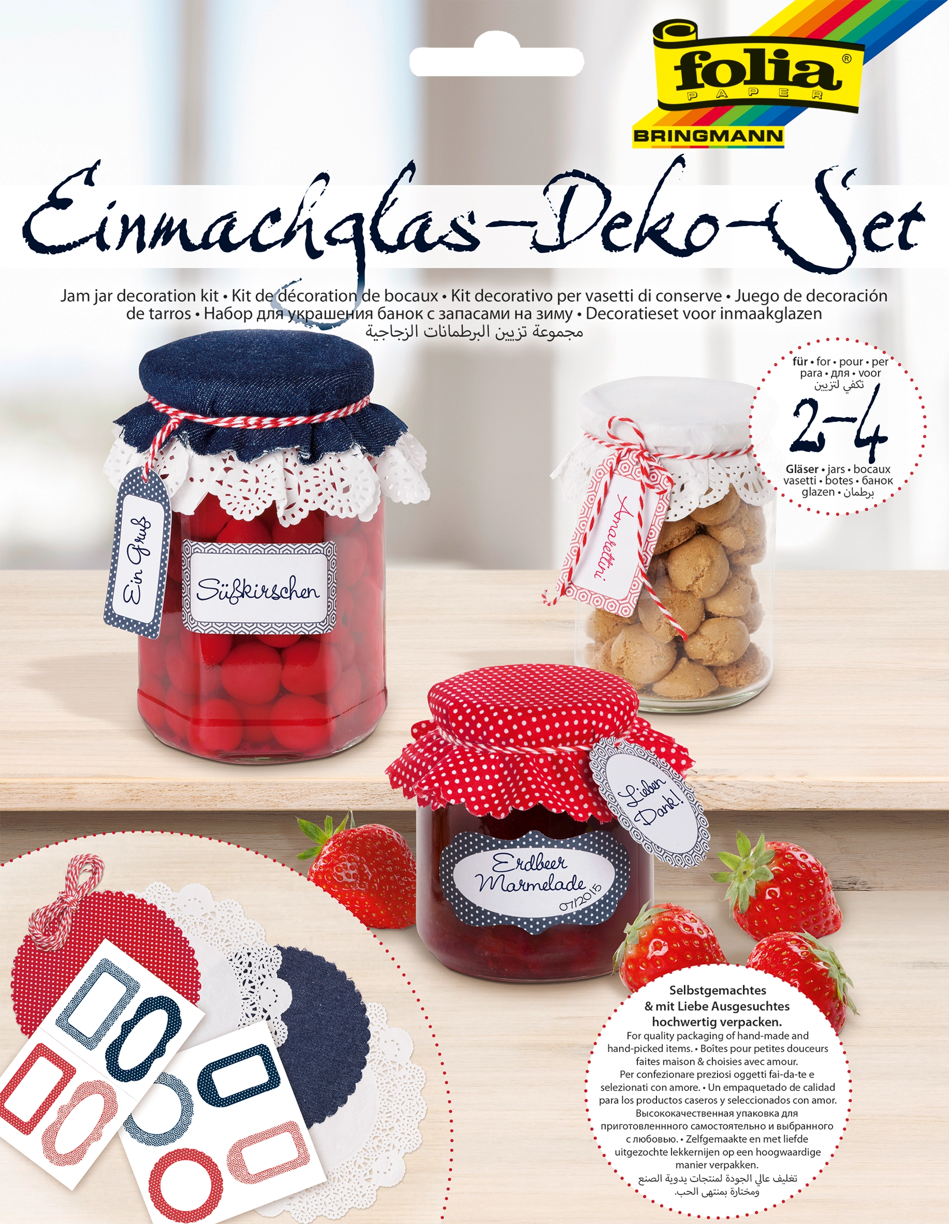 Einmachglas-Deko-Set, Dunkelblau & Rot, 13 Teile