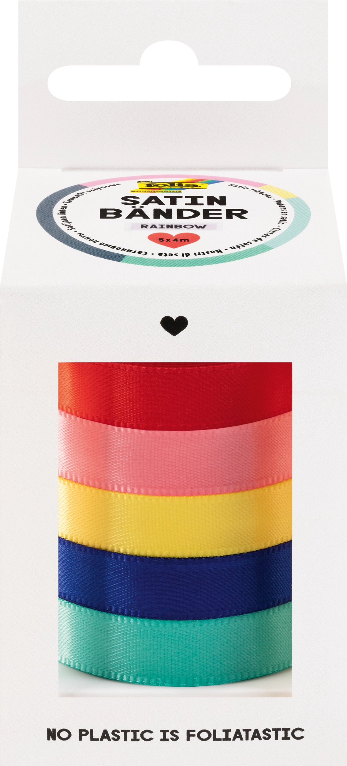 Satinbänder, Rainbow, 5 x 4 m, 5 Rollen