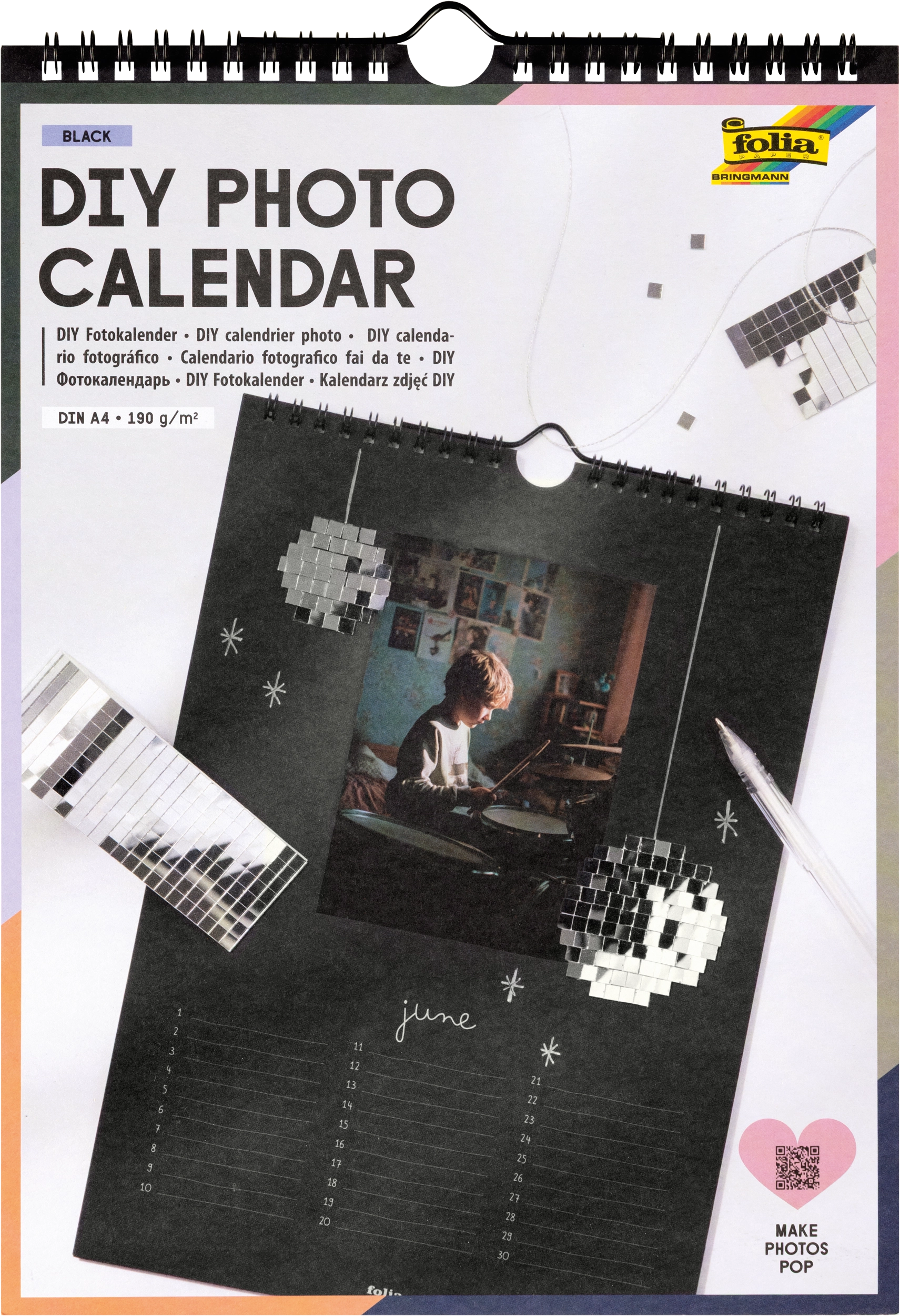 DIY Photo Calendar, Black, DIN A4, 1 piece