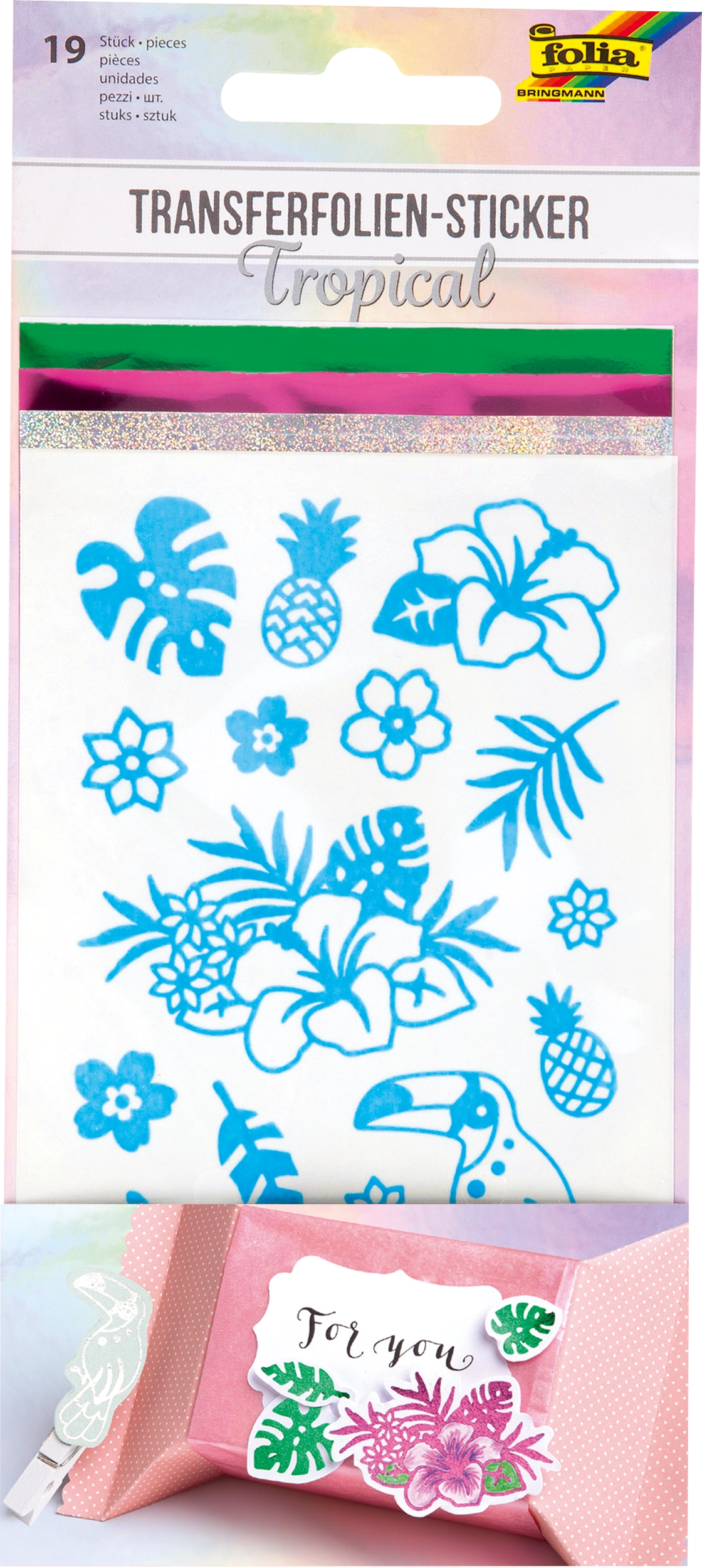 Transferfolien-Sticker, Tropisch, 19 Sticker