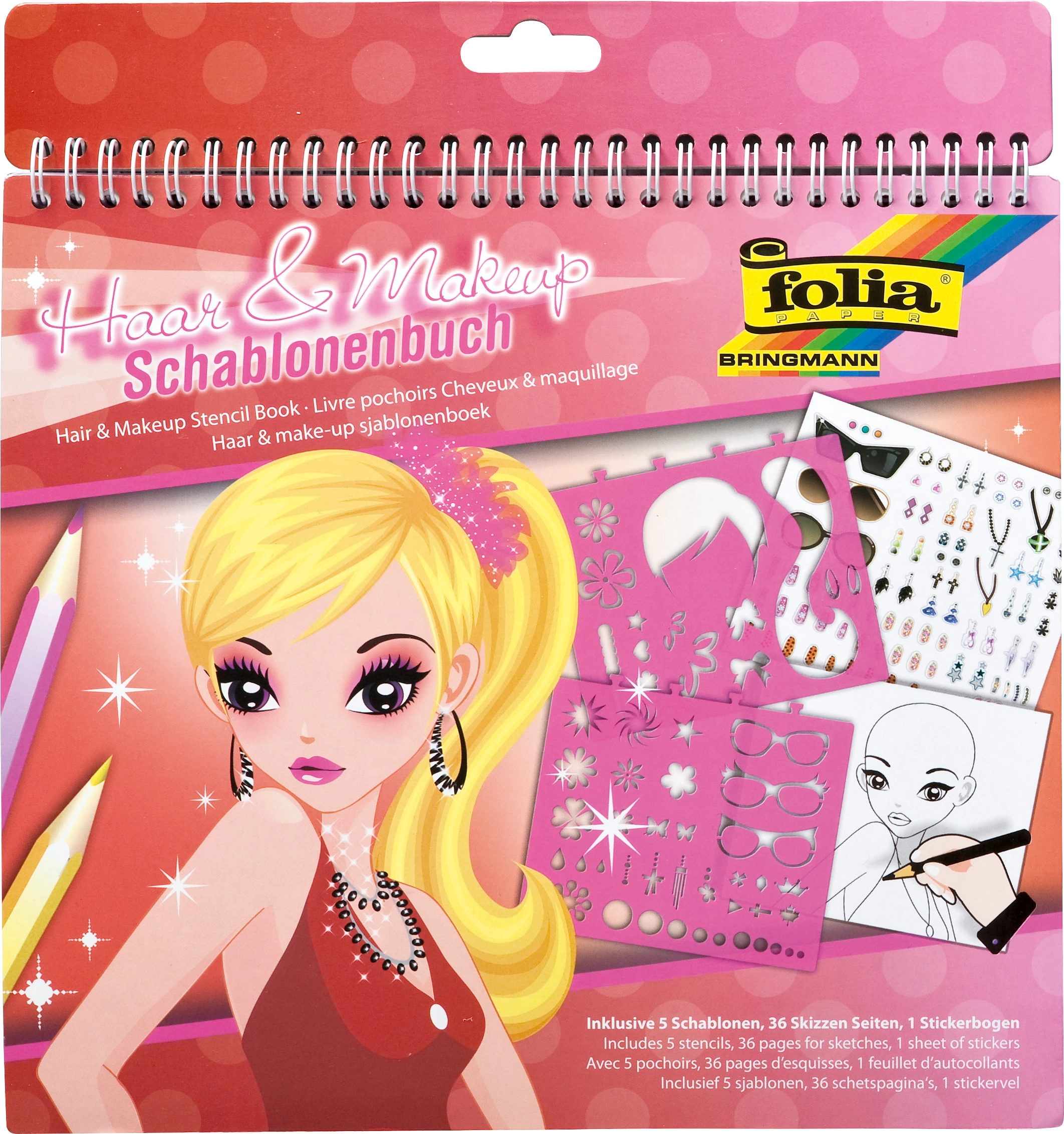 Schablonenbuch, Groß, Haar & Makeup, 26,4 cm x 24 cm, 42 Teile