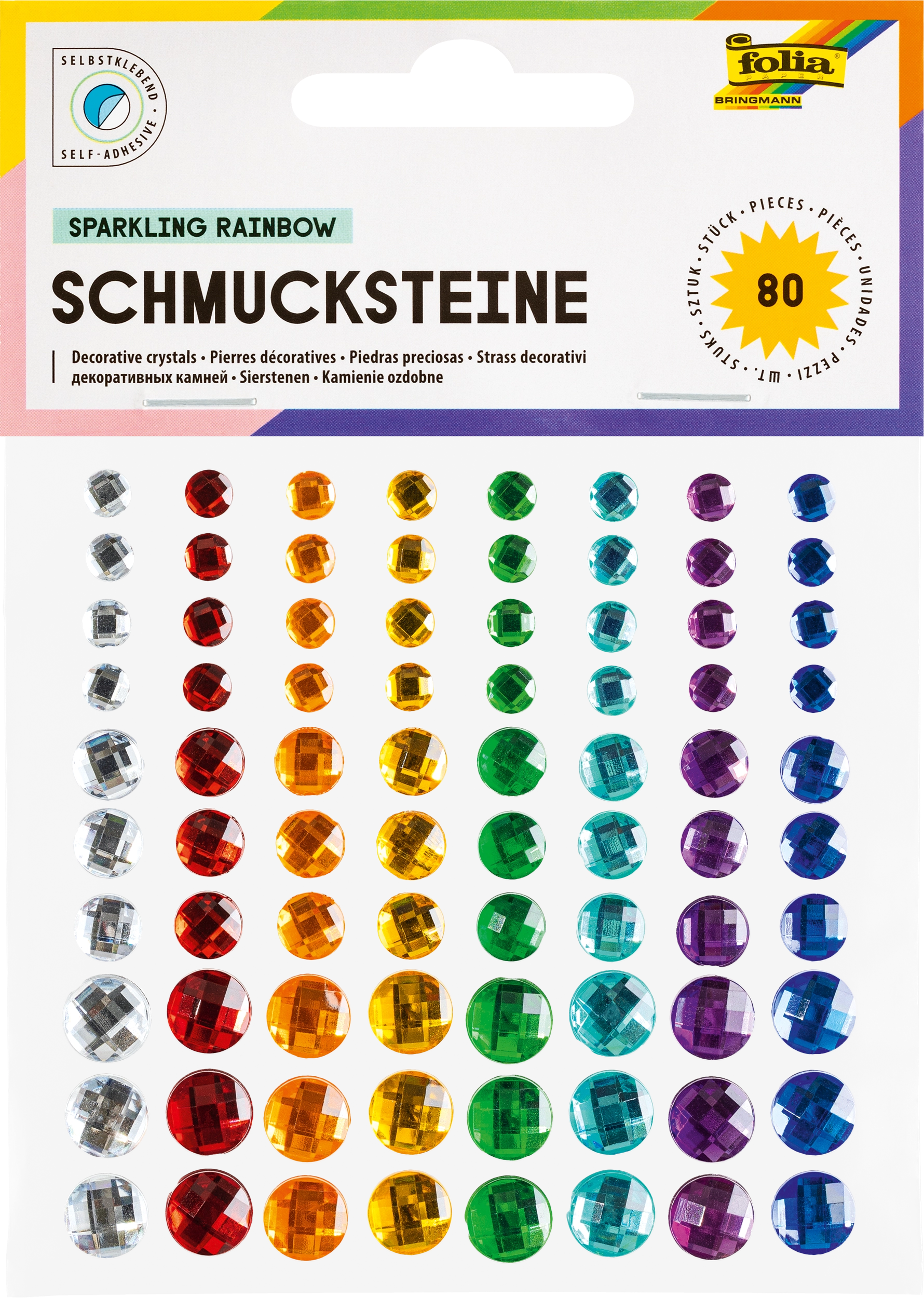 Schmucksteine, Strahlender Regenbogen, Ø 6, 8, 10 mm, 80 Stück