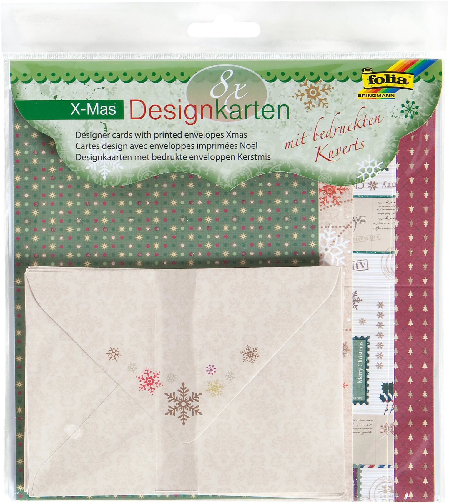 Designkarten, X-Mas, DIN A6, 100 g/m², 220 g/m², 8 Stück