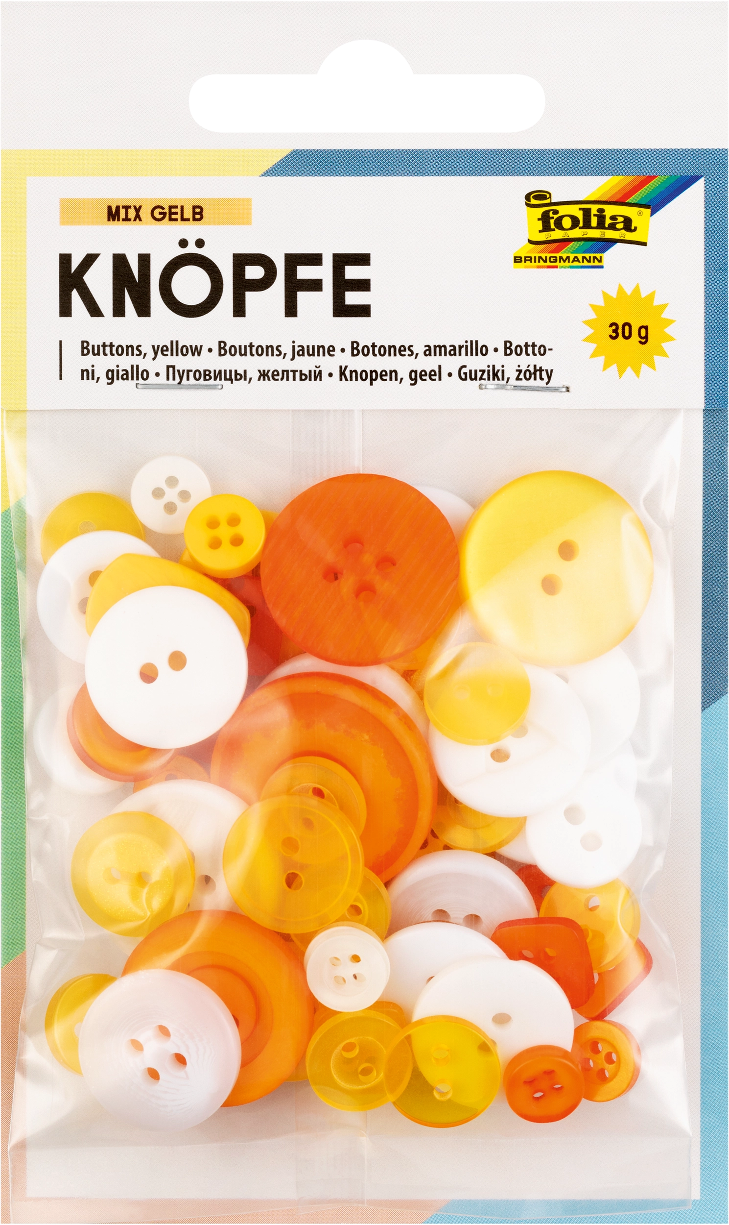 Buttons, Mix yellow, 30 g