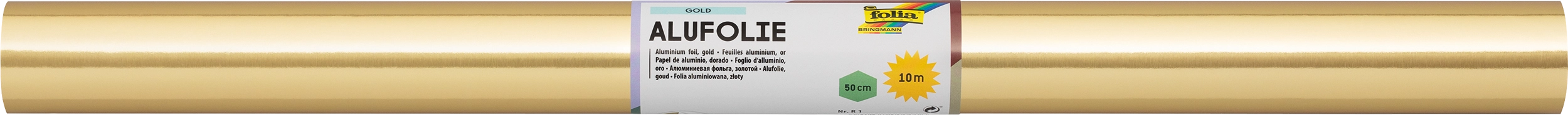 Alufolie Einseitig, Gold, 50 cm x 10 m, 1 Rolle