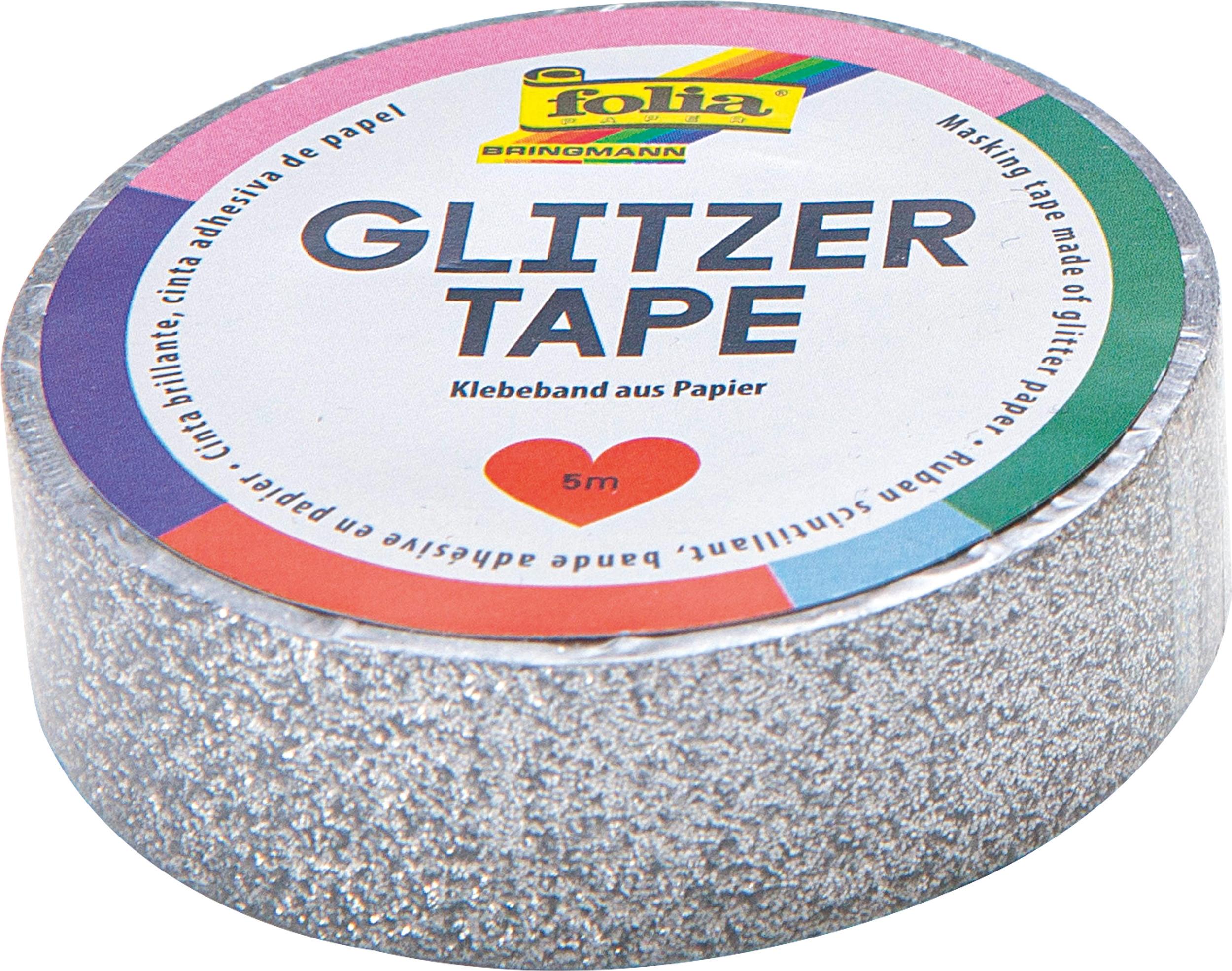 Glitzertape, Silber , 5 m, 1 Rolle