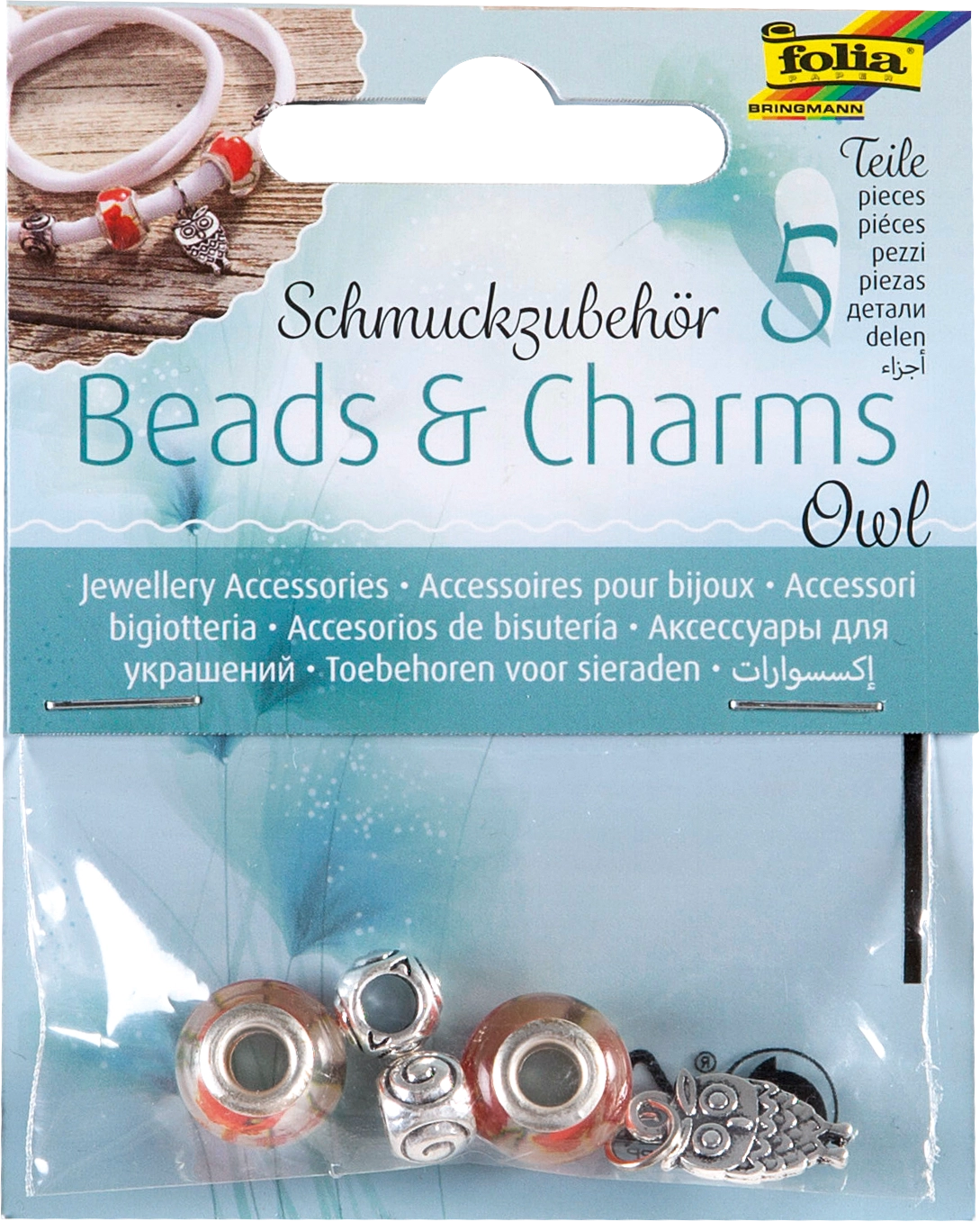 Charms, Owl, 5 Stück