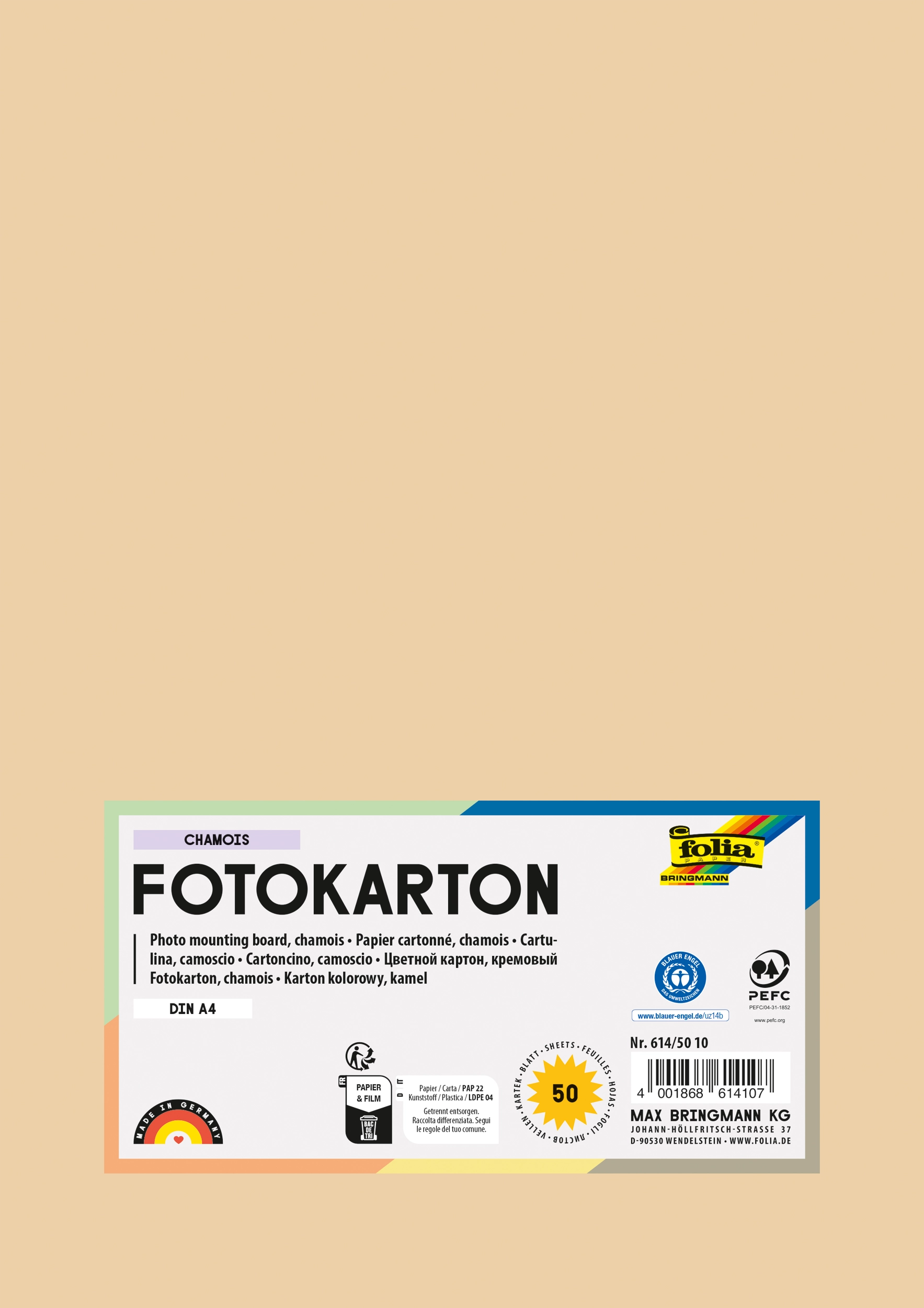 Photo Mounting Board, Chamois, DIN A4, 300 g/m², 50 sheets