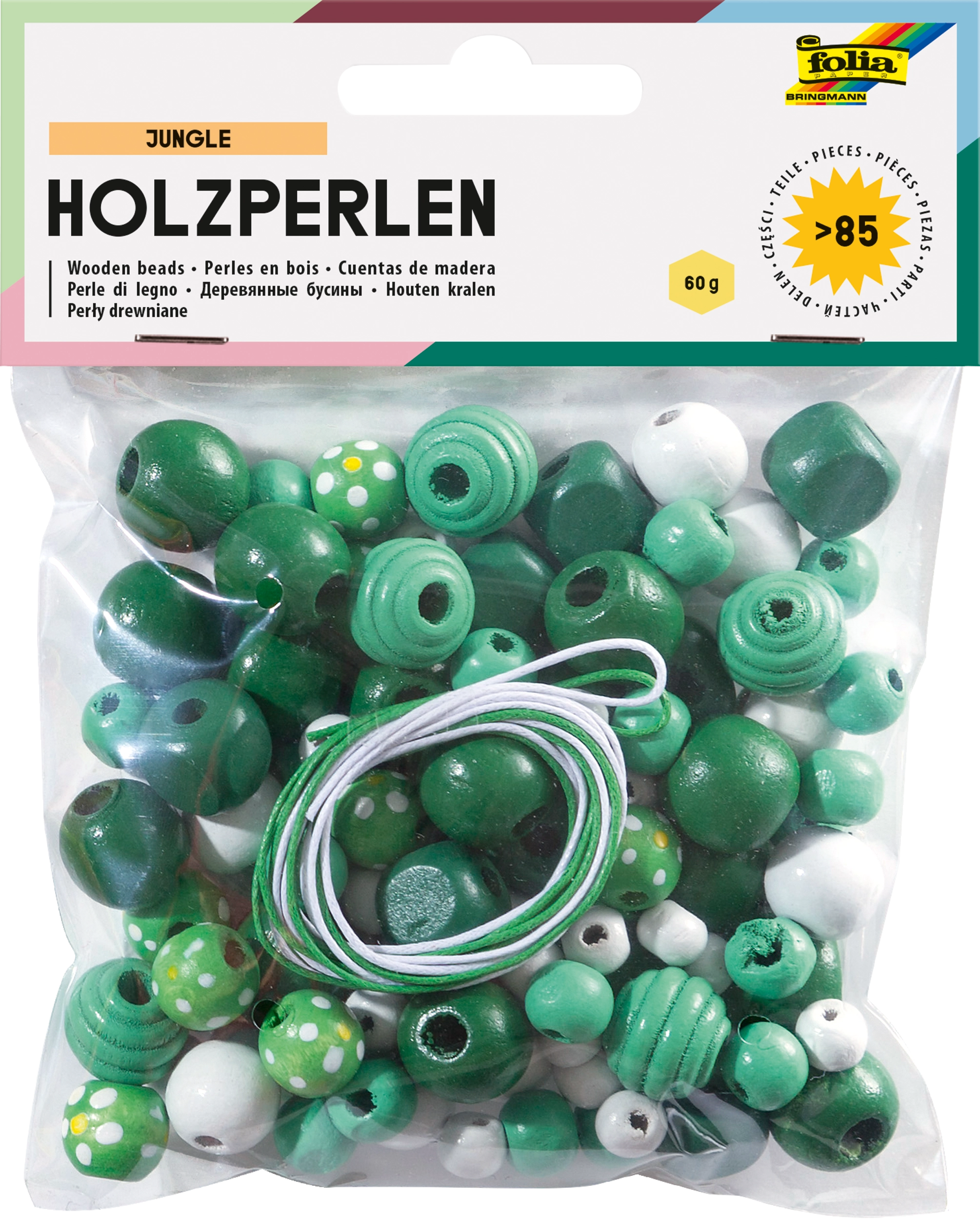 Holzperlen, Jungle, Ø 10 mm, Ø 12 mm, Ø 14 mm, Ø 18 mm, > 85 Teile