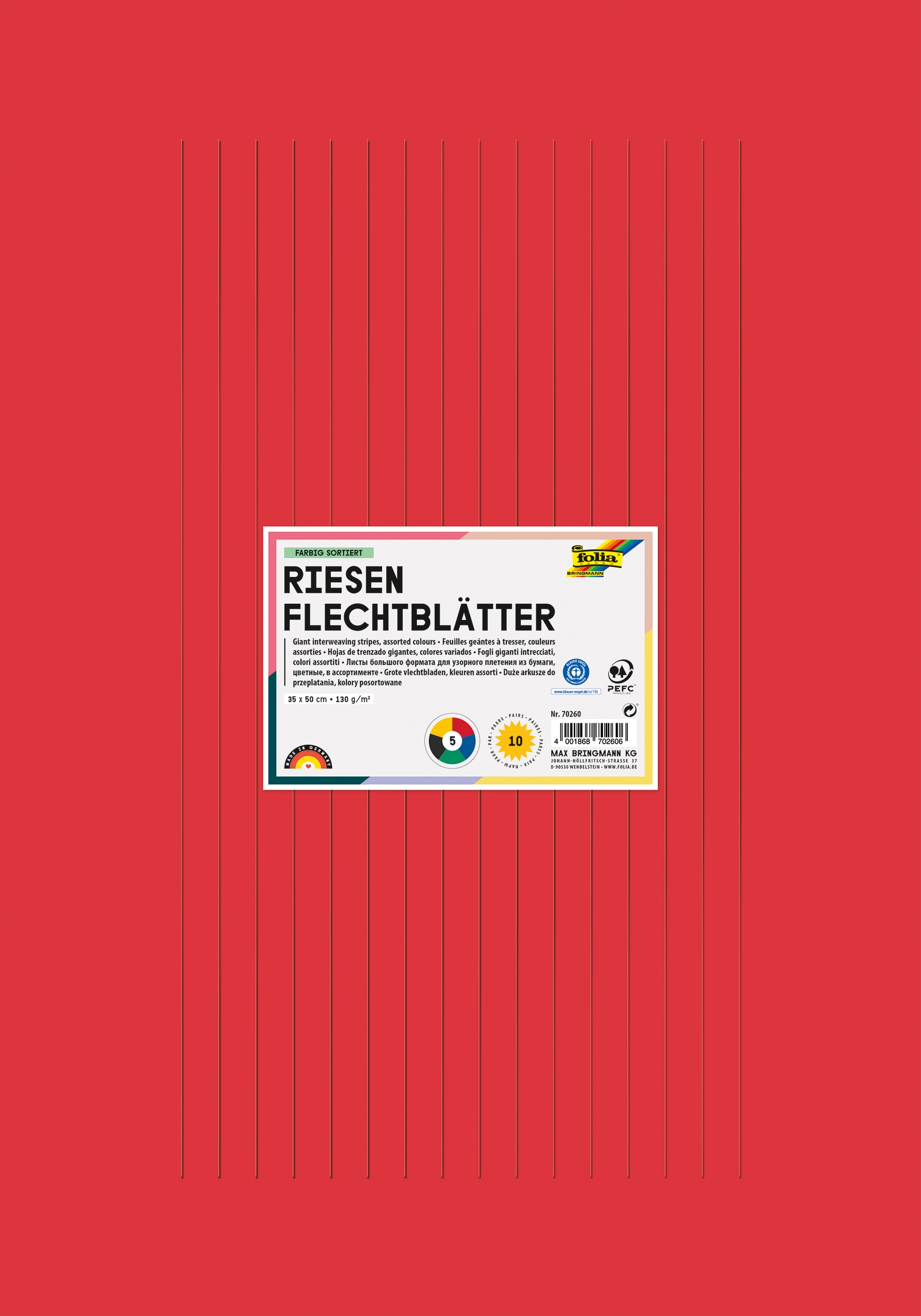 Riesen Flechtblätter, Farbig sortiert, 35 x 50 cm, 130 g/m², 10 Paare