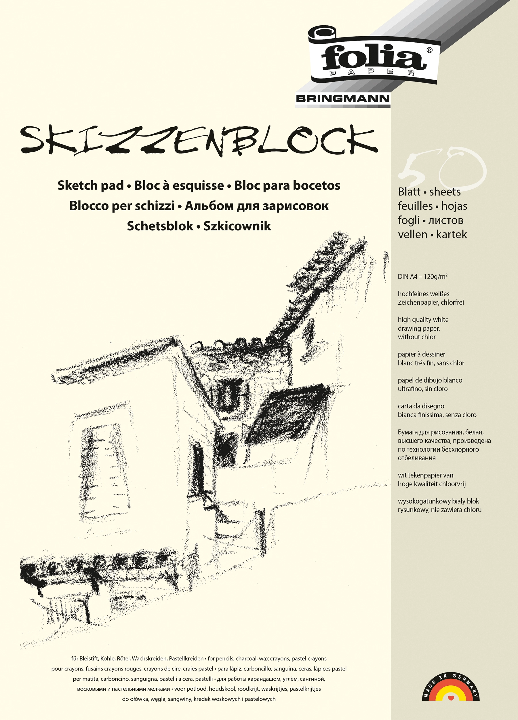 Skizzenblock, DIN A4, 120 g/m², 50 Blatt, 1 Block