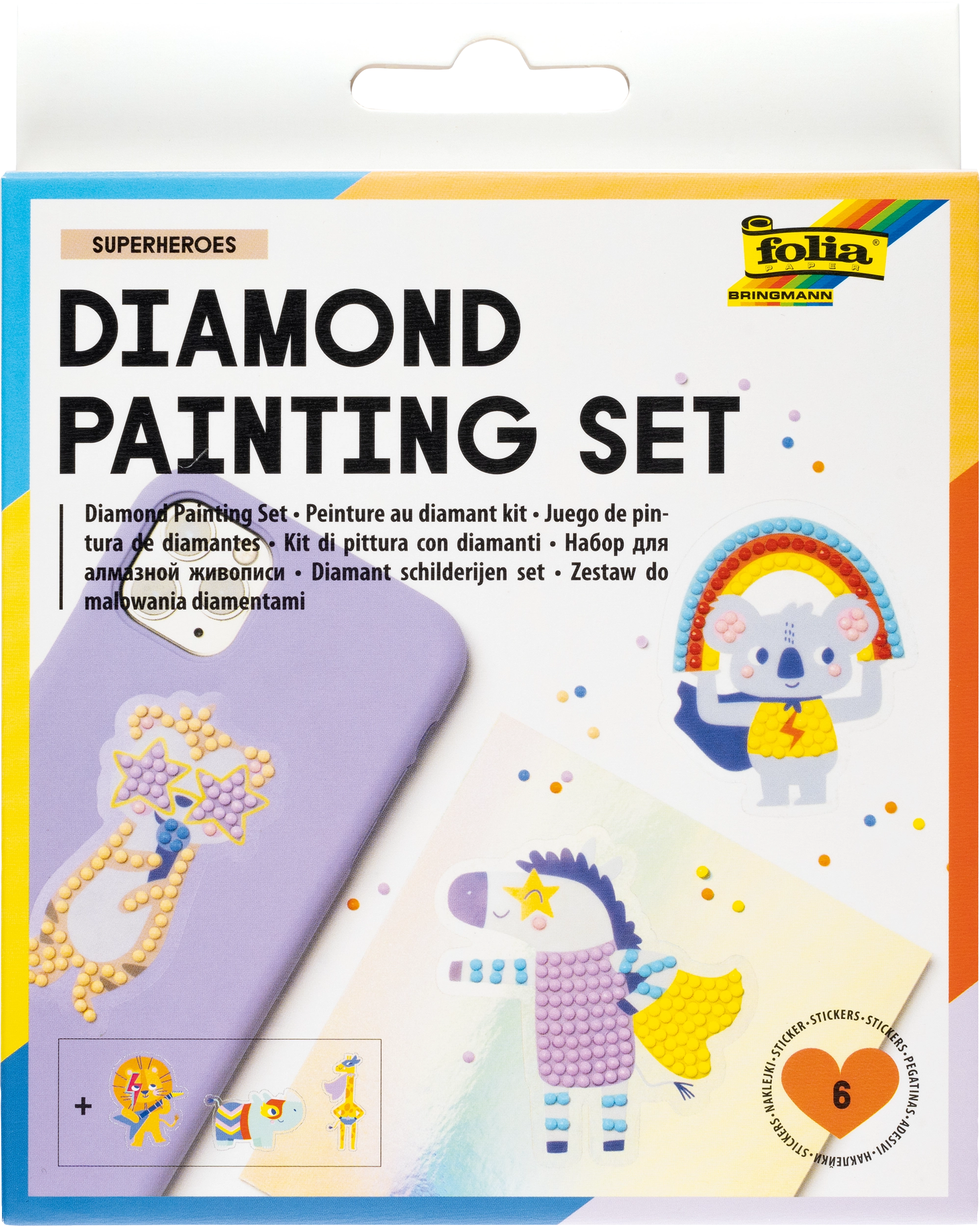 Diamond Painting Set, Superheroes, 6 Motive