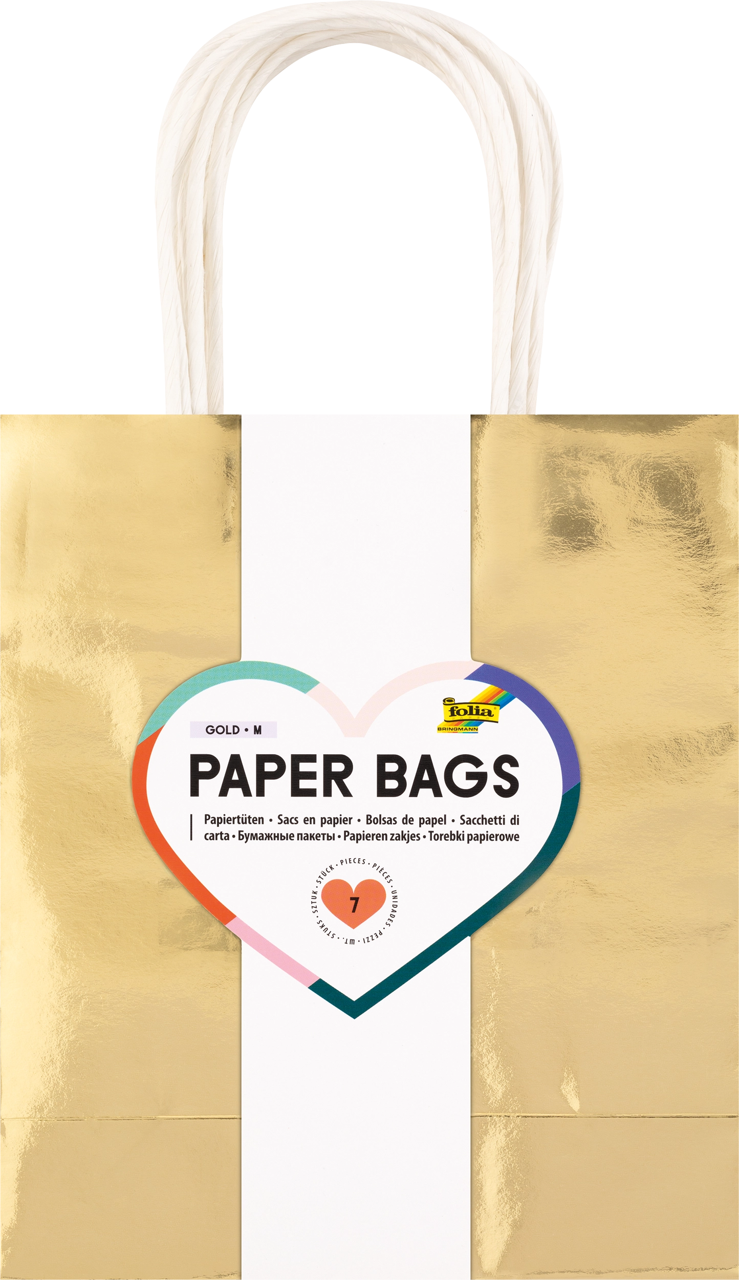 Papiertüten, Gold, M, 7 Stück