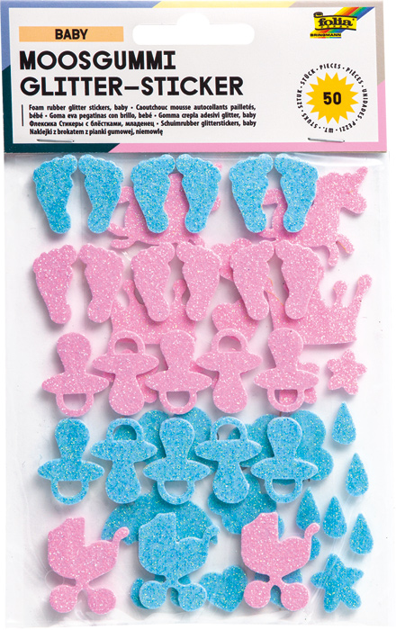 Foam Rubber Glitter Stickers, Baby