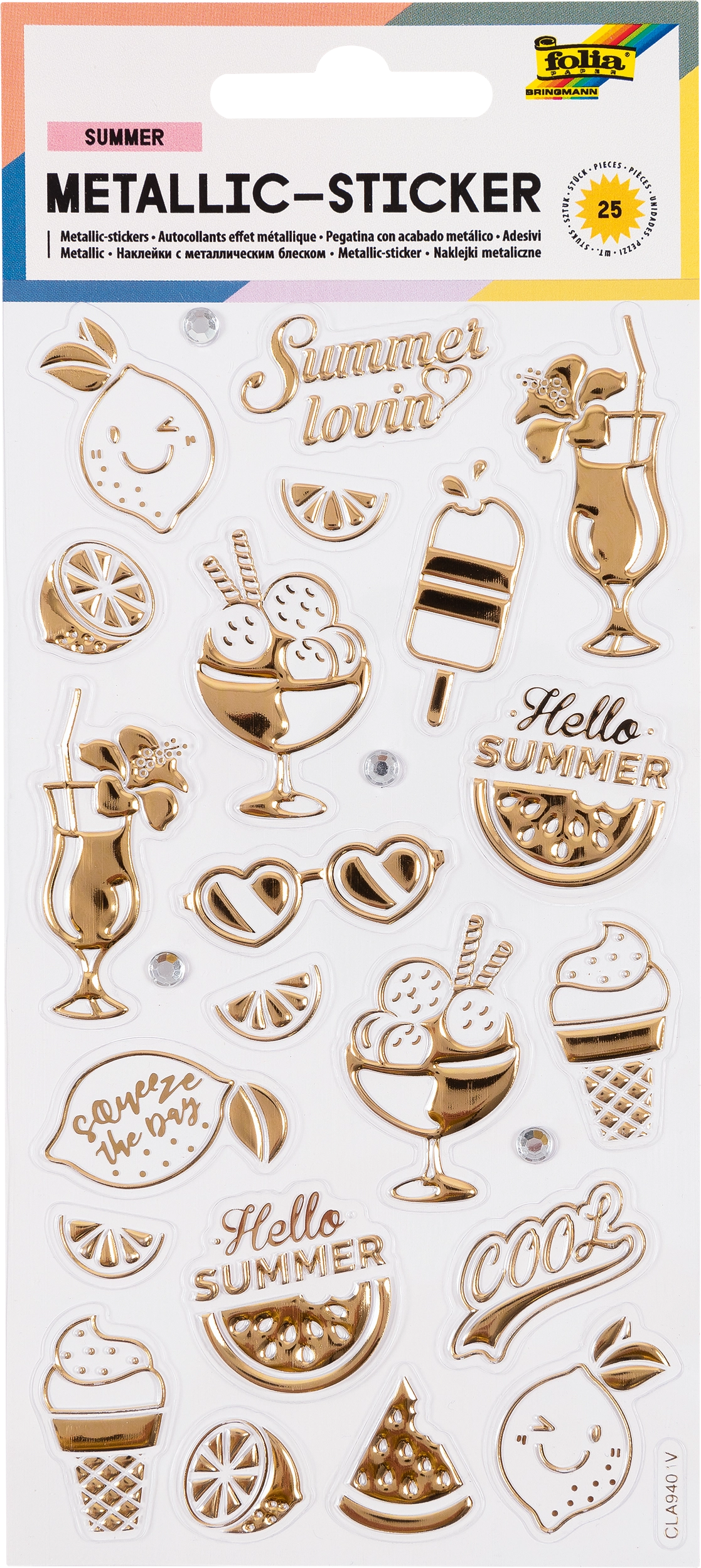 Metallic-Sticker, Sommer, 25 Sticker, 1 Blatt