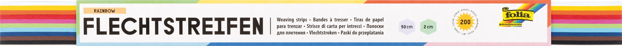 Flechtstreifen , Rainbow, 50 x 2,0 cm, 130 g/m², 200 Streifen