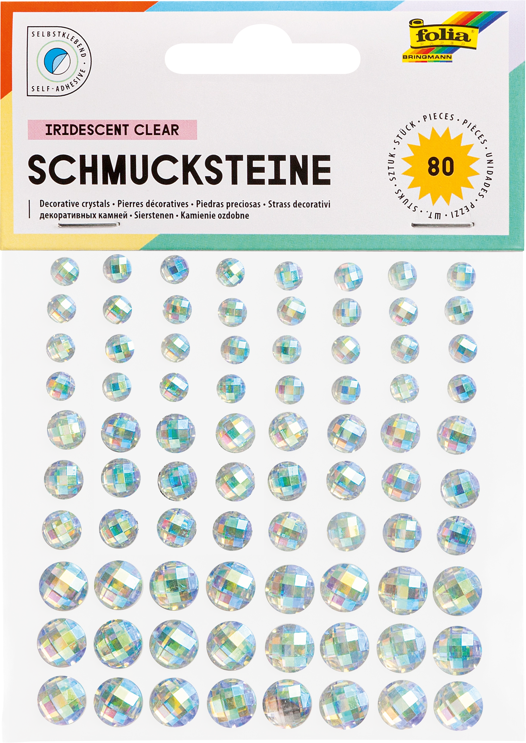 Schmucksteine, Irisierend Transparent, Ø 6, 8, 10 mm, 80 Stück