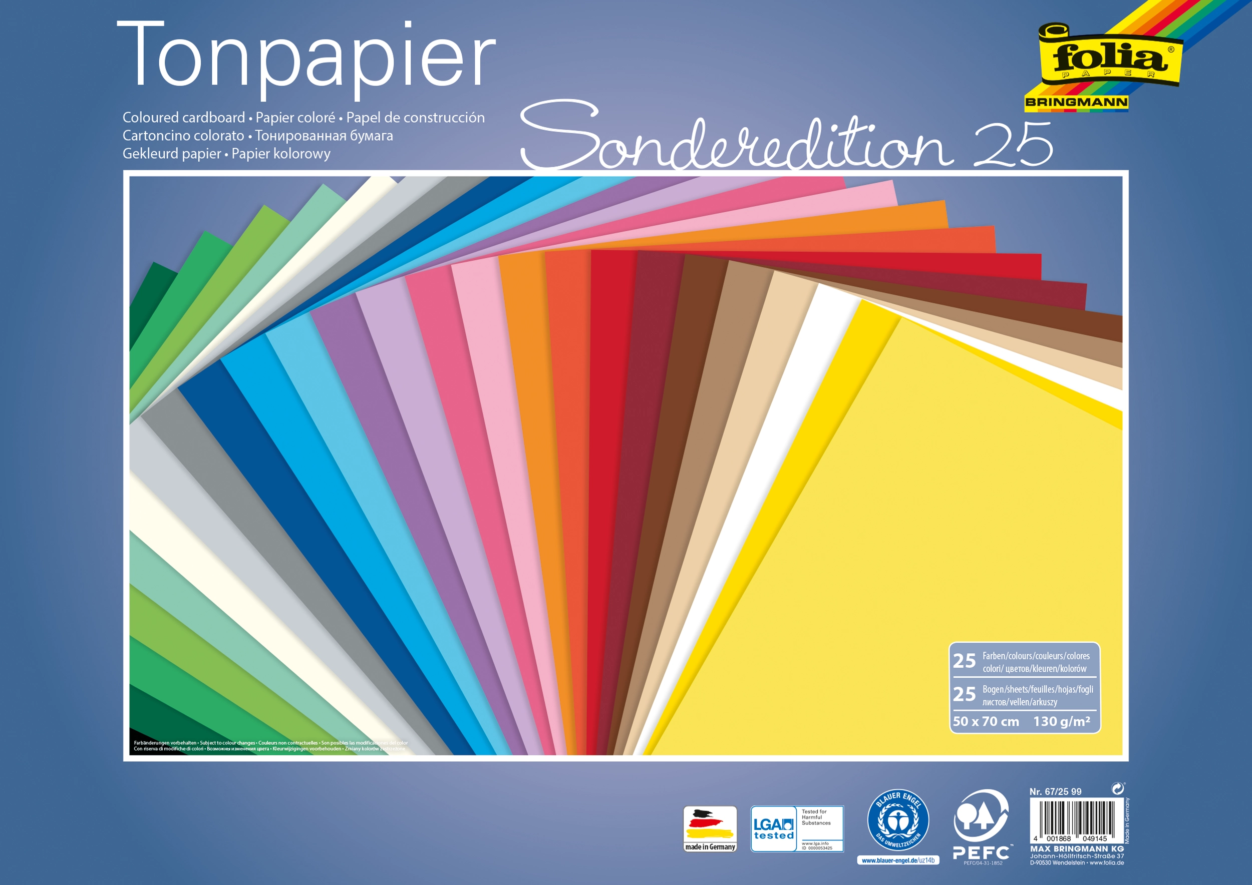 Tonpapier Sonderedition, 50 x 70 cm, 130 g/m², 25 Blatt