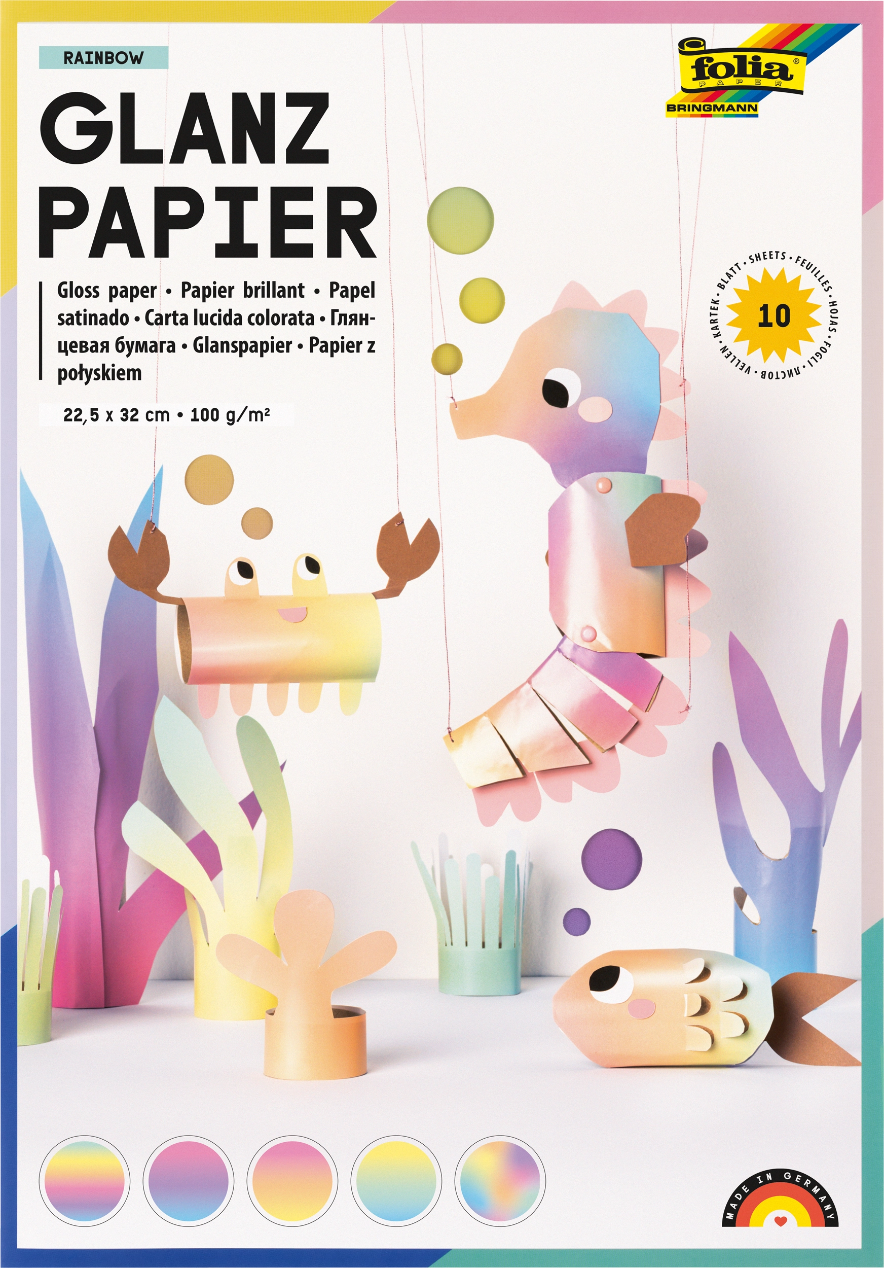 Glanzpapier, Rainbow, 22,5 x 32 cm, 100g/m²