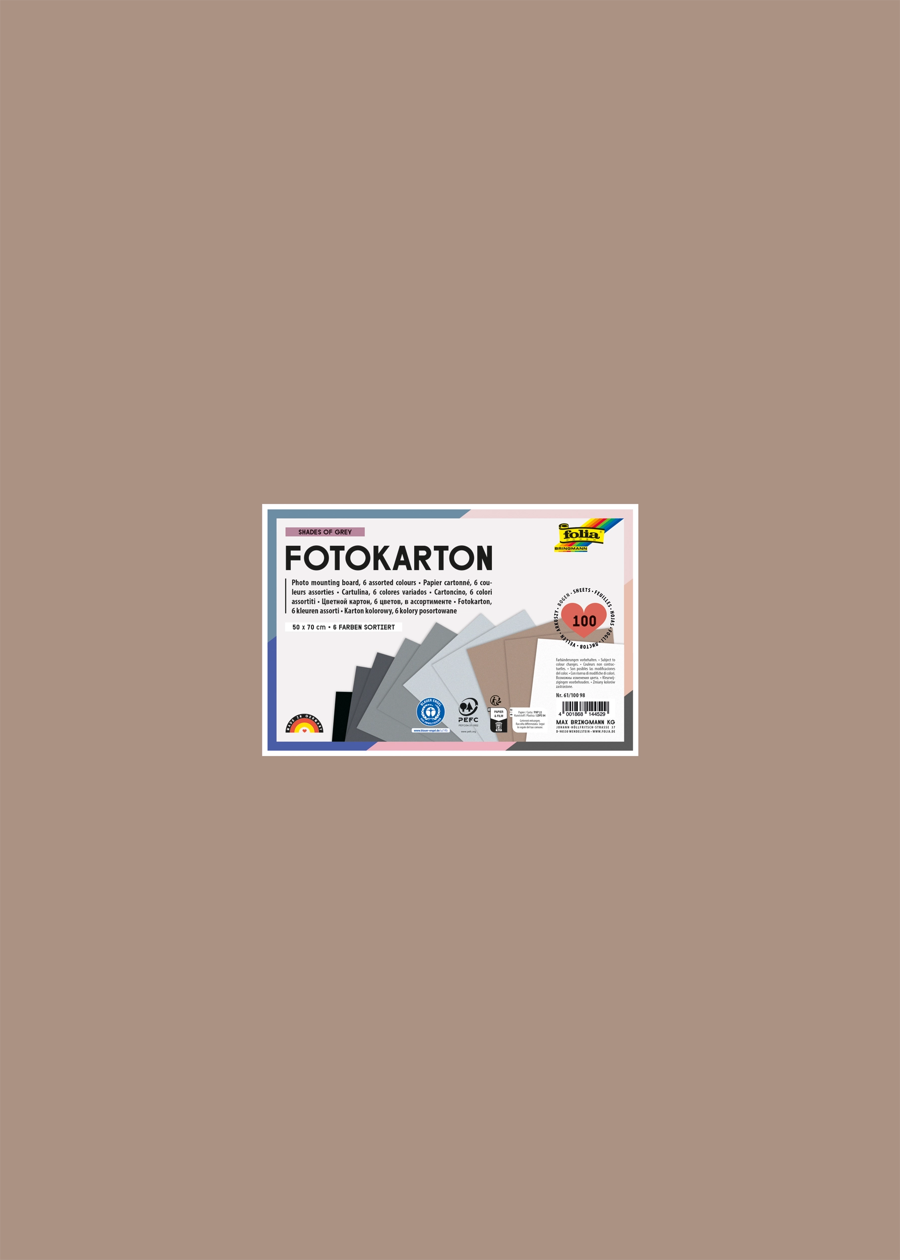 Photo Mounting Board, Shades of Grey, 50 x 70 cm, 300 g/m², 100 sheets