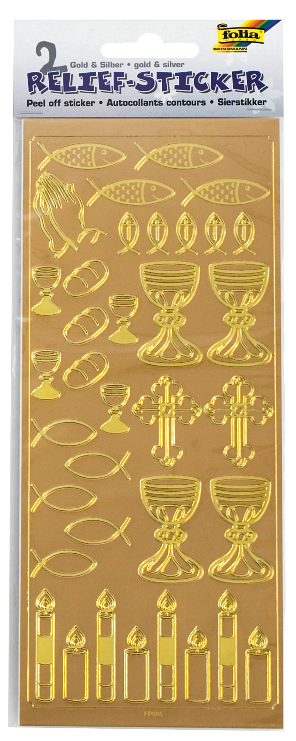 Relief-Sticker, Kommunion / Konfirmation, 72 Sticker, 2 Blatt