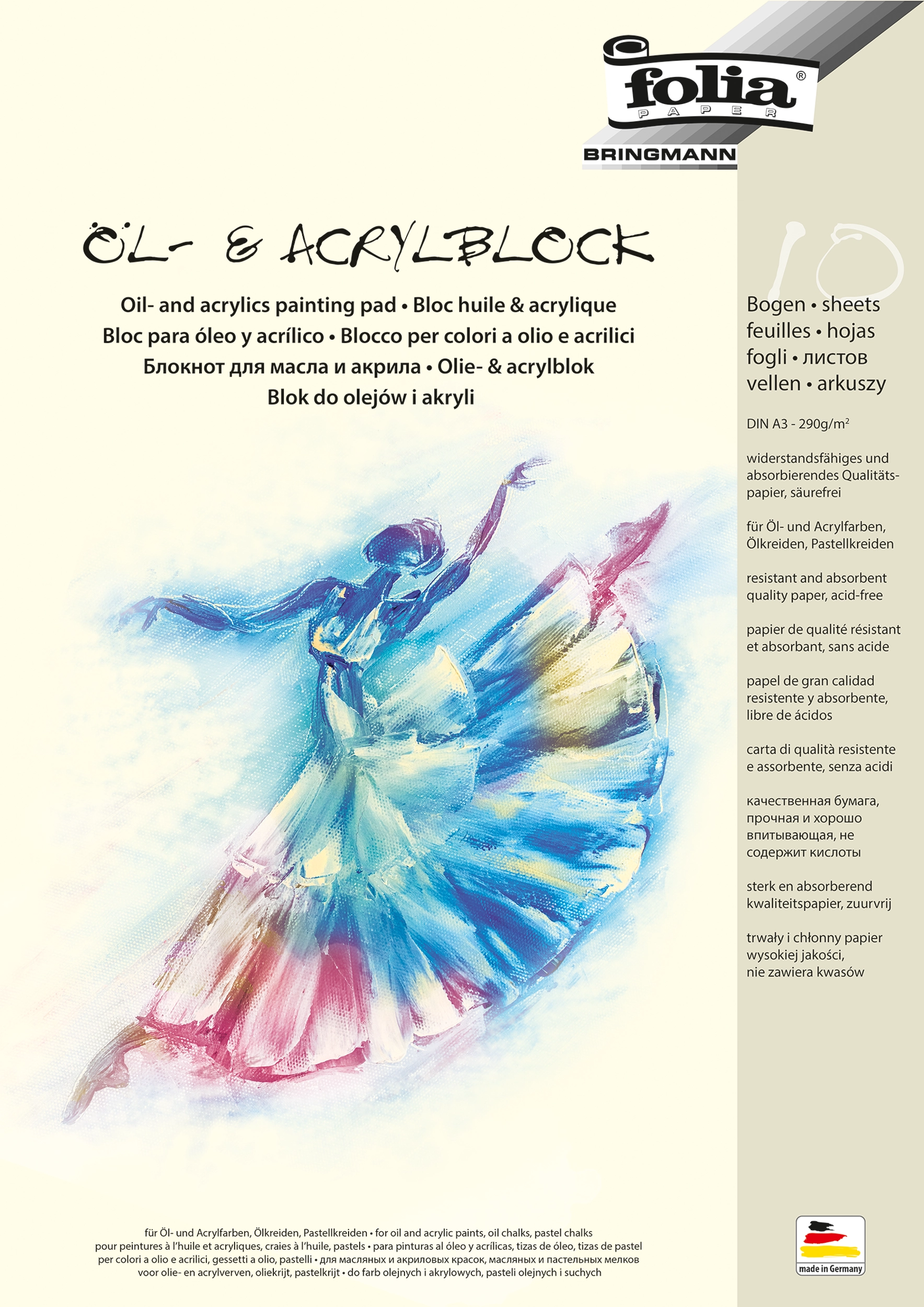 Öl- und Acrylmalblock, DIN A3, 290 g/m², 10 Blatt, 1 Block