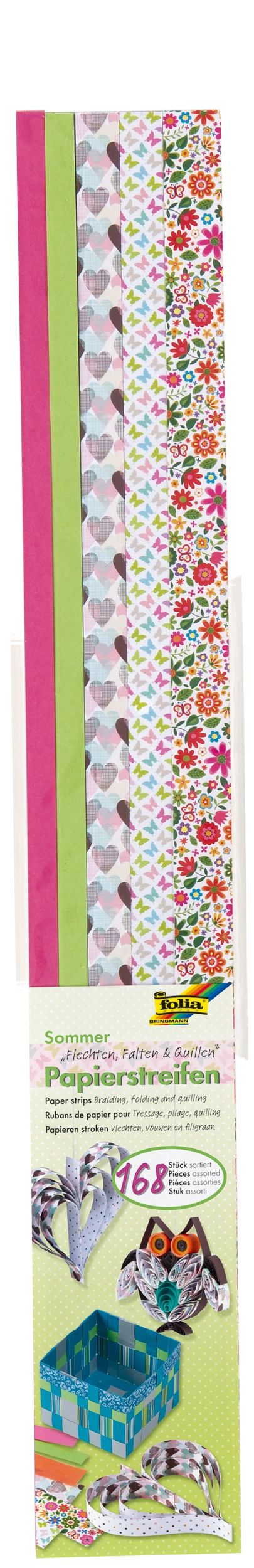 Papierstreifen, Sommer, 50,0 x 1,0 cm, 50,0 x 1,5 cm, 50,0 x 2,0 cm, 130 g/m², 168 Streifen