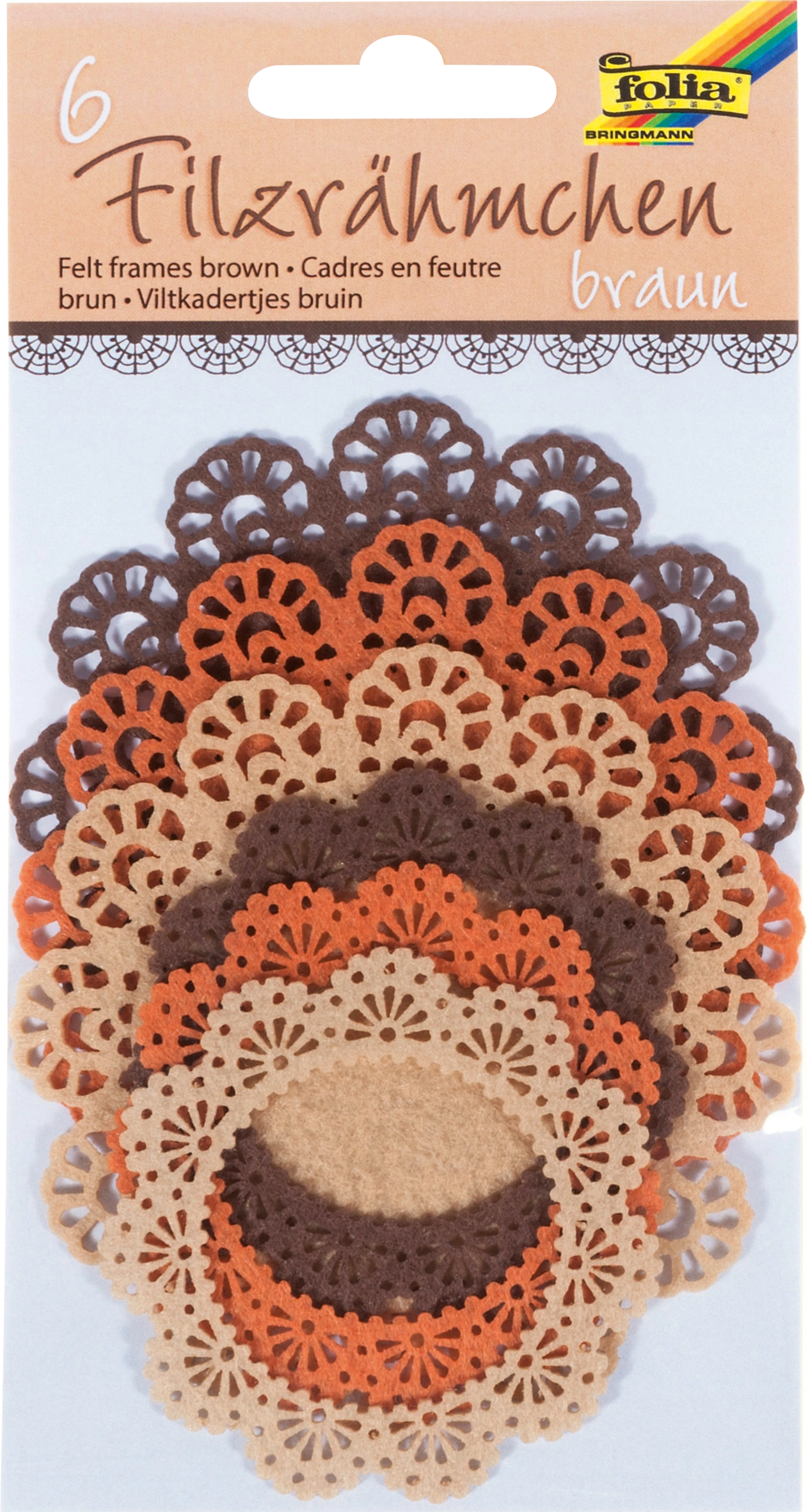 Felt Frames, Tone in Tone, Brown, 6 pieces
