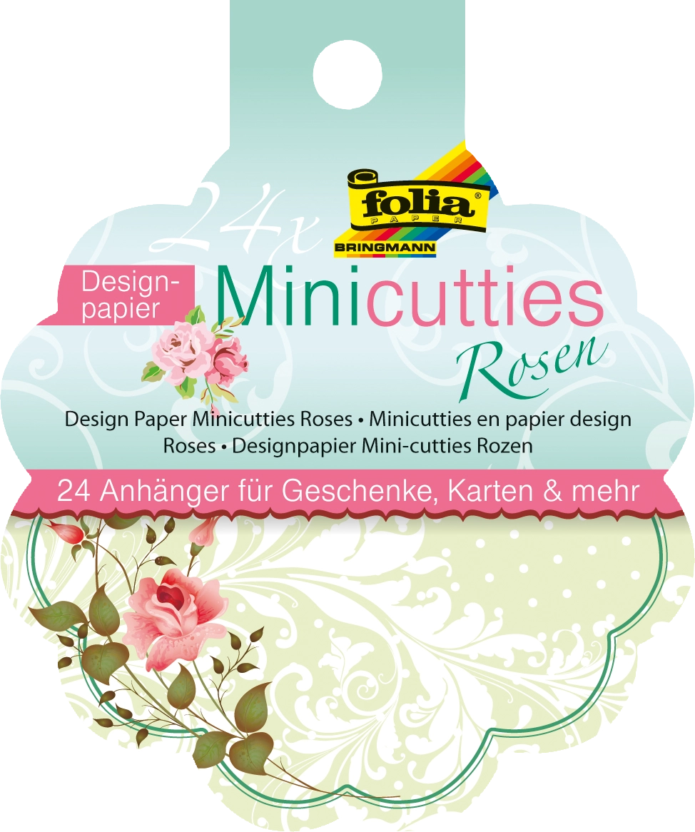 Designpapier Mini-Cutties, Rosen, 8,4 x 9,9 cm, 24 Blatt