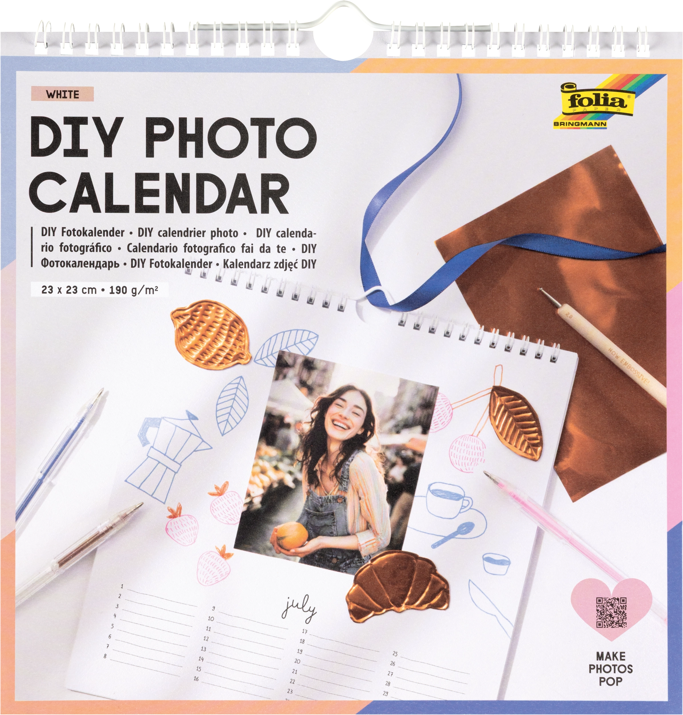 DIY Photo Calendar, White, 23 x 23 cm, 1 piece