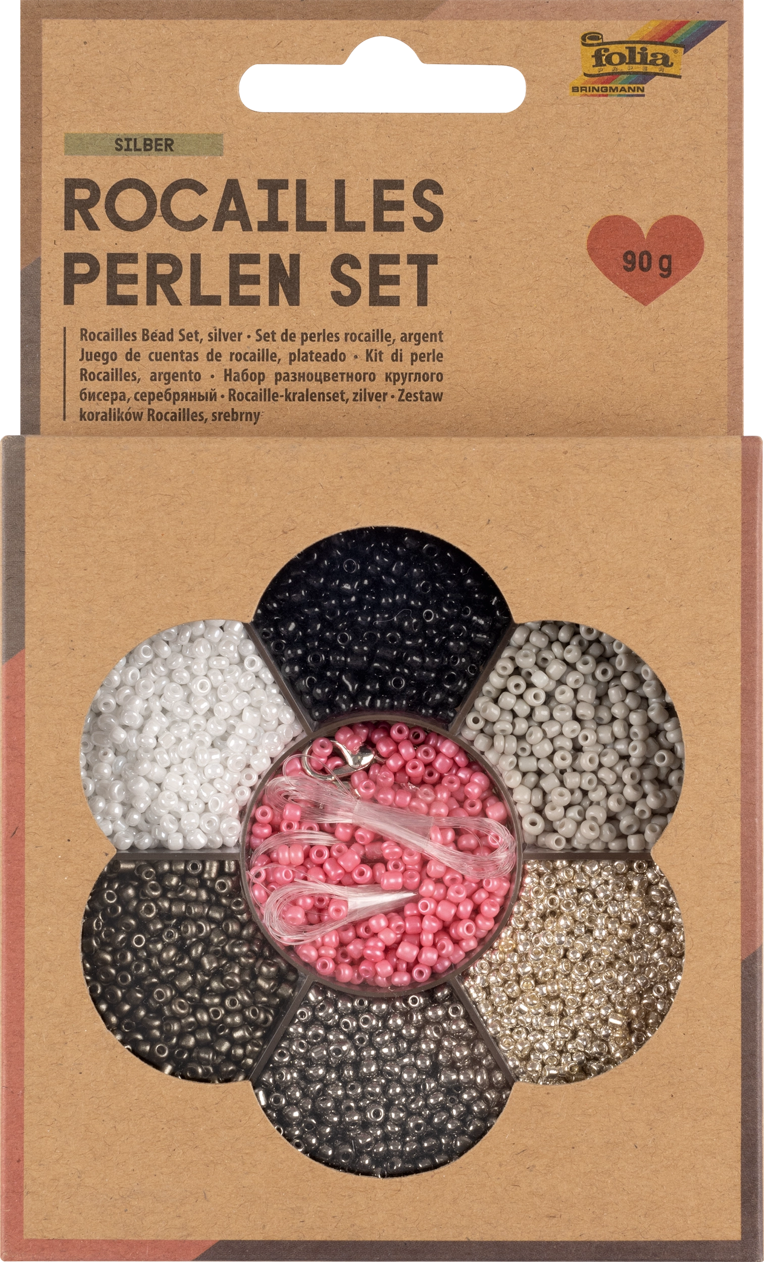 Rocailles-Perlen-Set , Silber