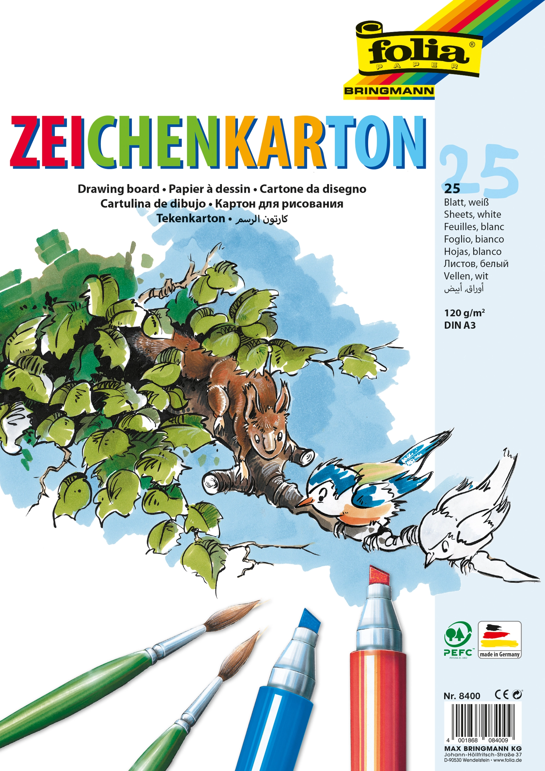 Zeichenkarton, DIN A3, 120 g/m², 25 Blatt, 1 Pack