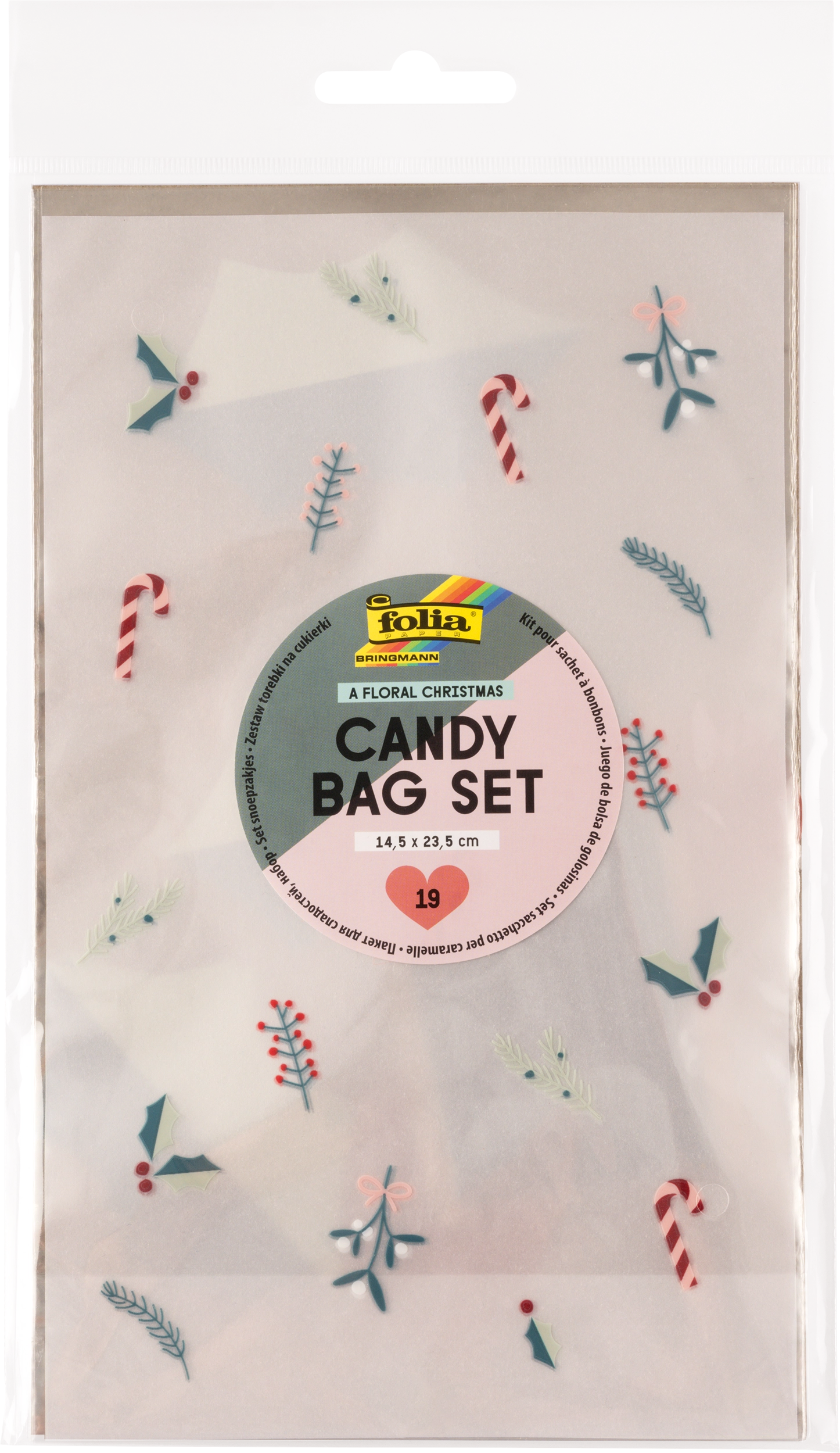 Candy Bag Set, A Floral Christmas, 14,5 x 23,5 cm, 19 Teile
