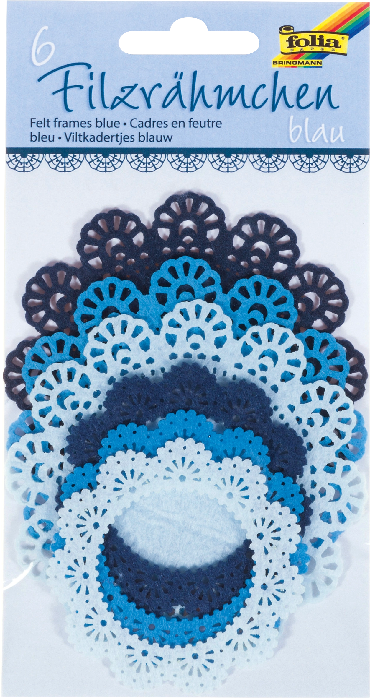 Felt Frames, Tone in Tone, Blue, 6 pieces
