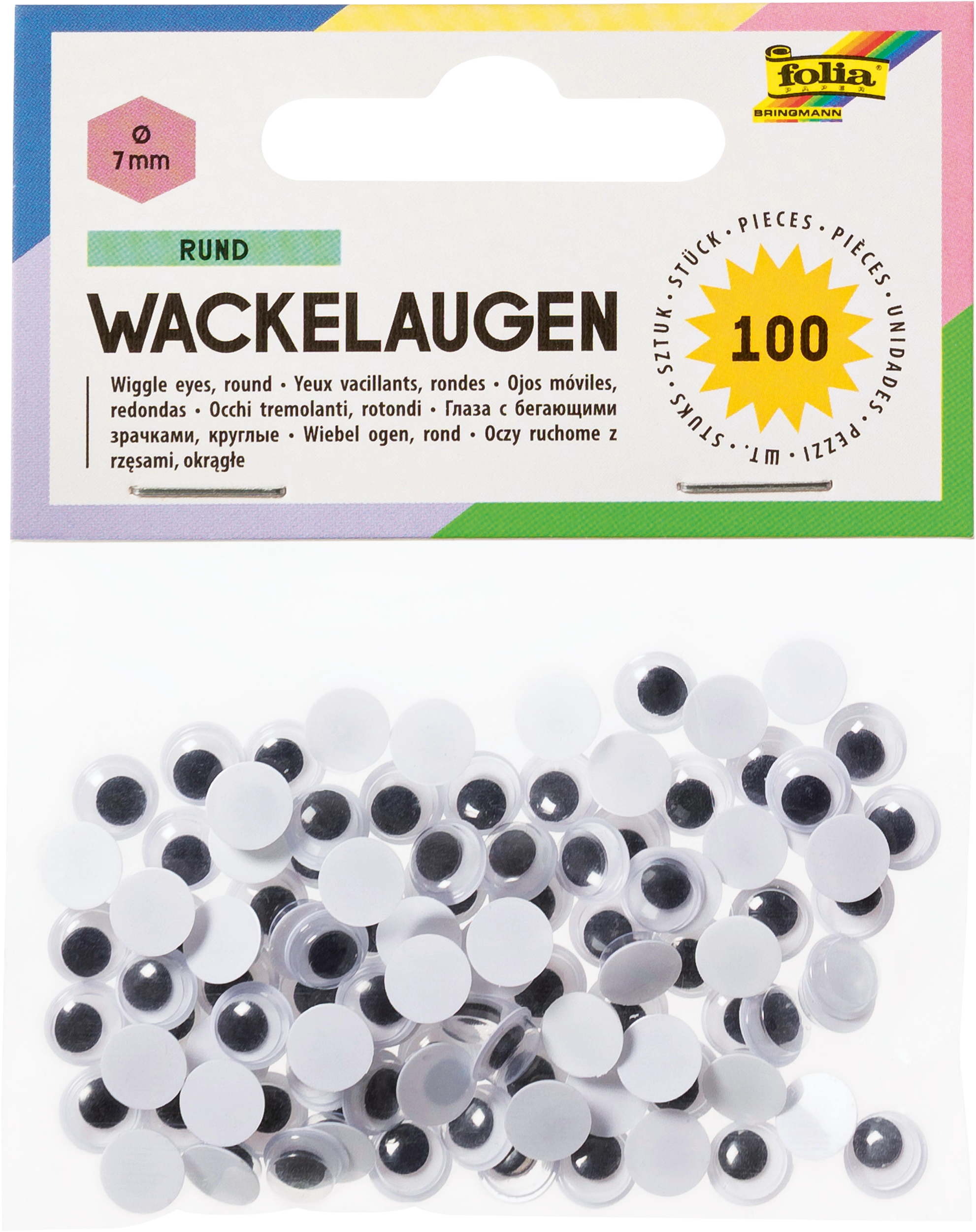 Wackelaugen, Rund, Ø 7 mm, 100 Stück