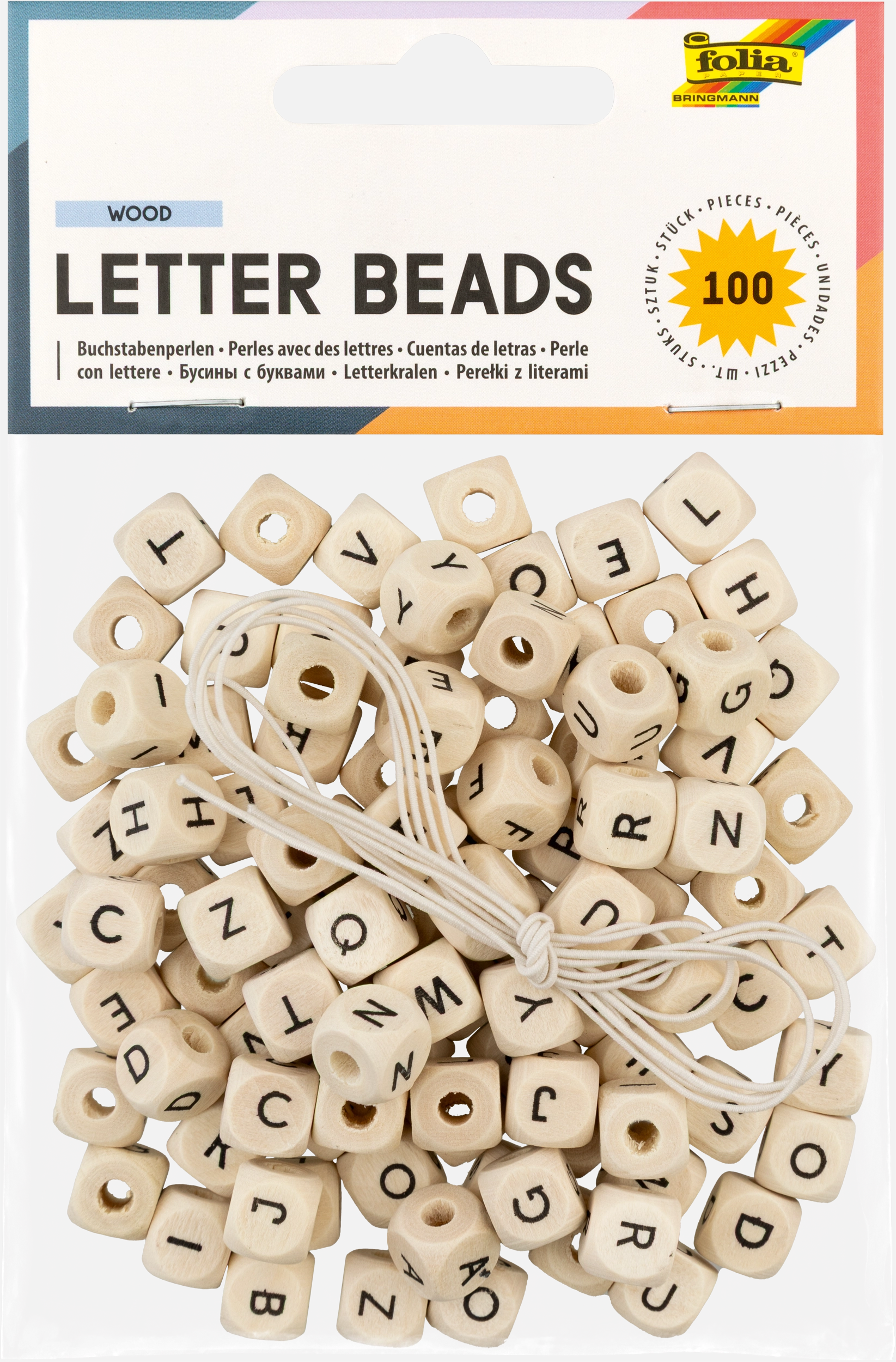 Letter Beads, Wood, 100 Stück