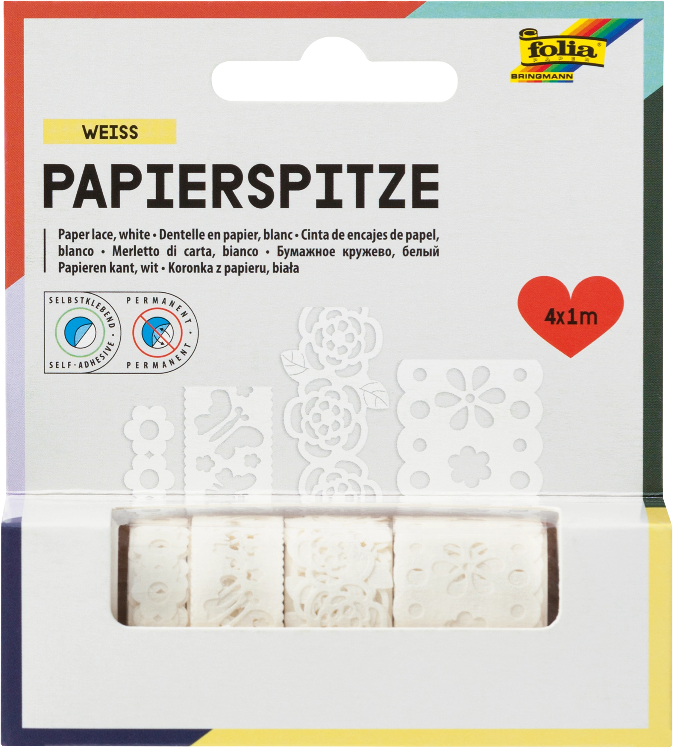 Papierspitze, Weiß, 4x 1 m, 4 Rollen