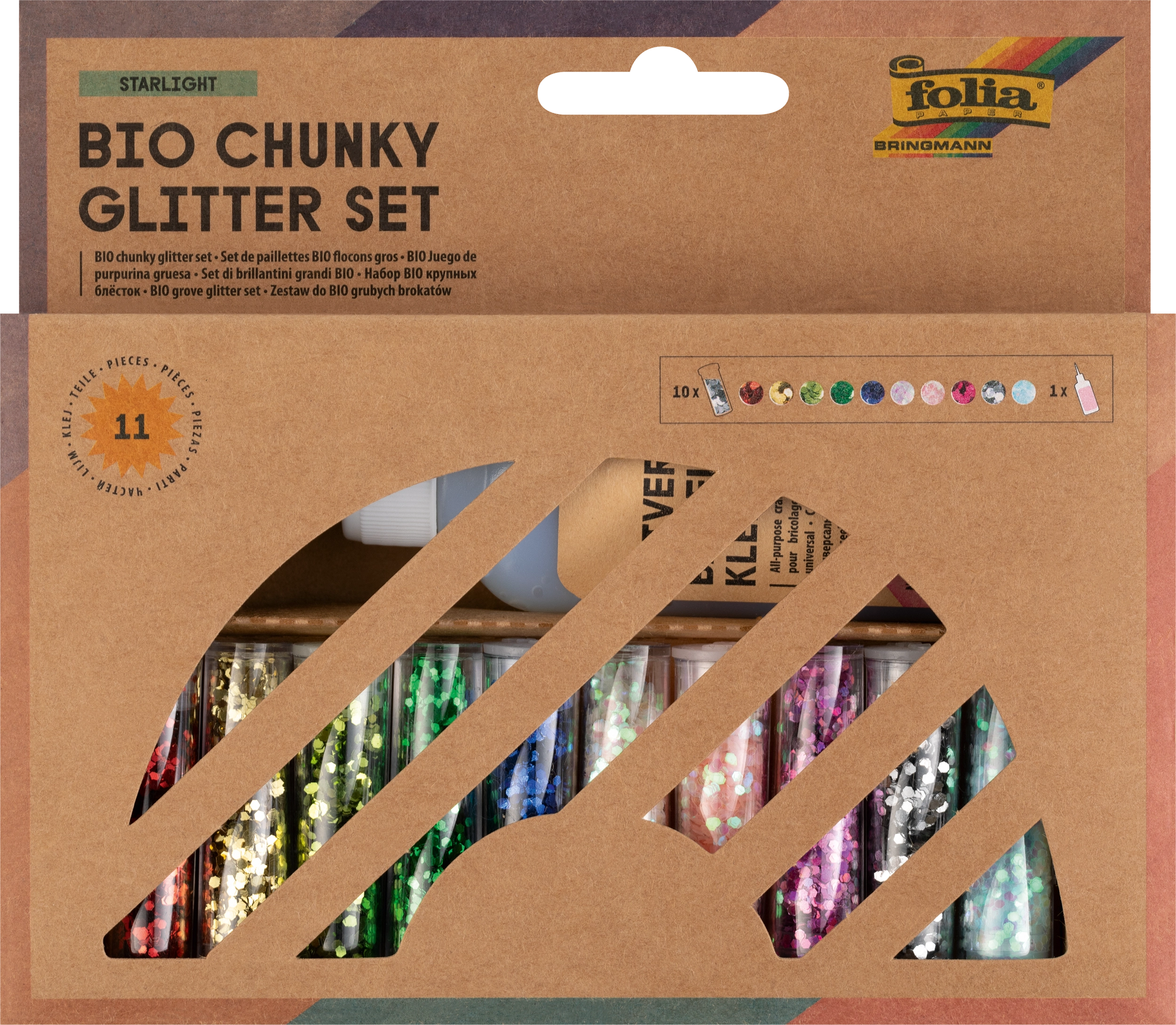 BIO Chunky Glitter Set, Starlight, 11 Teile