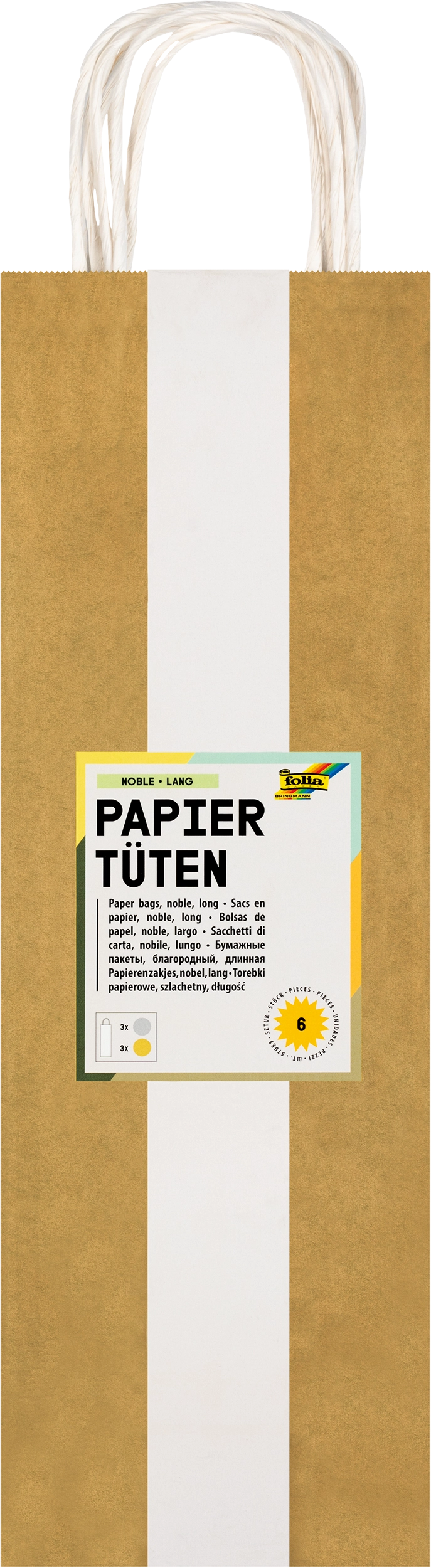 Papiertüten, Gold & Silber, Lang, 6 Stück