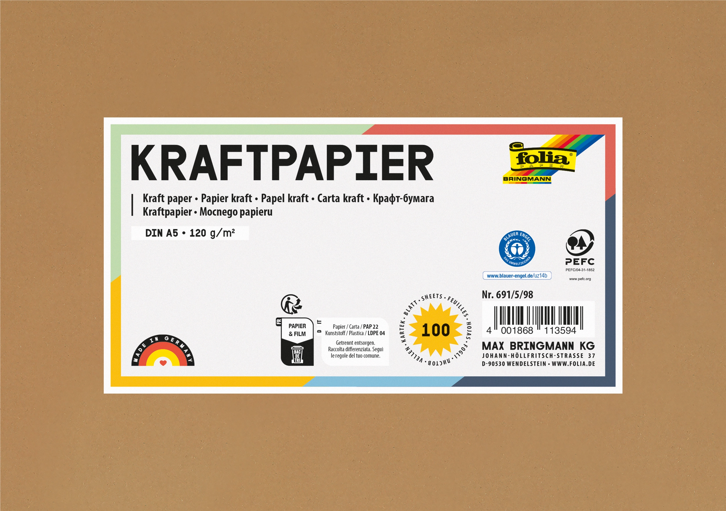 Kraft Paper, DIN A5, 230 g/m², 100 sheets