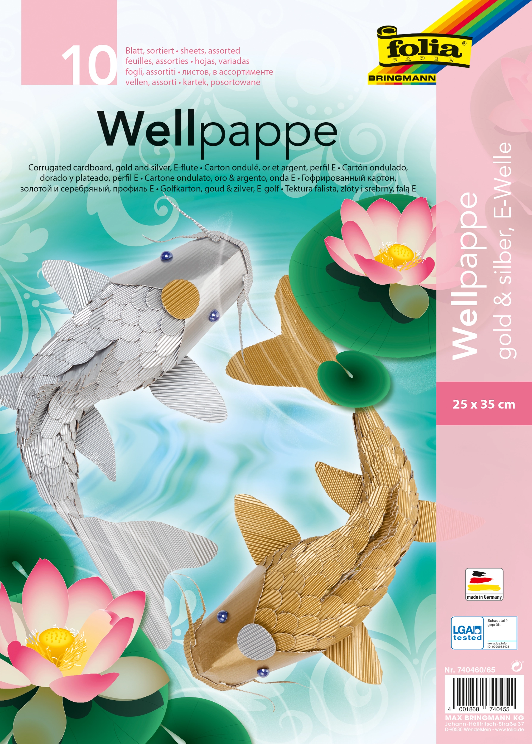 Bastelwellpappe, Gold & Silber, 25 x 35 cm, 10 Blatt