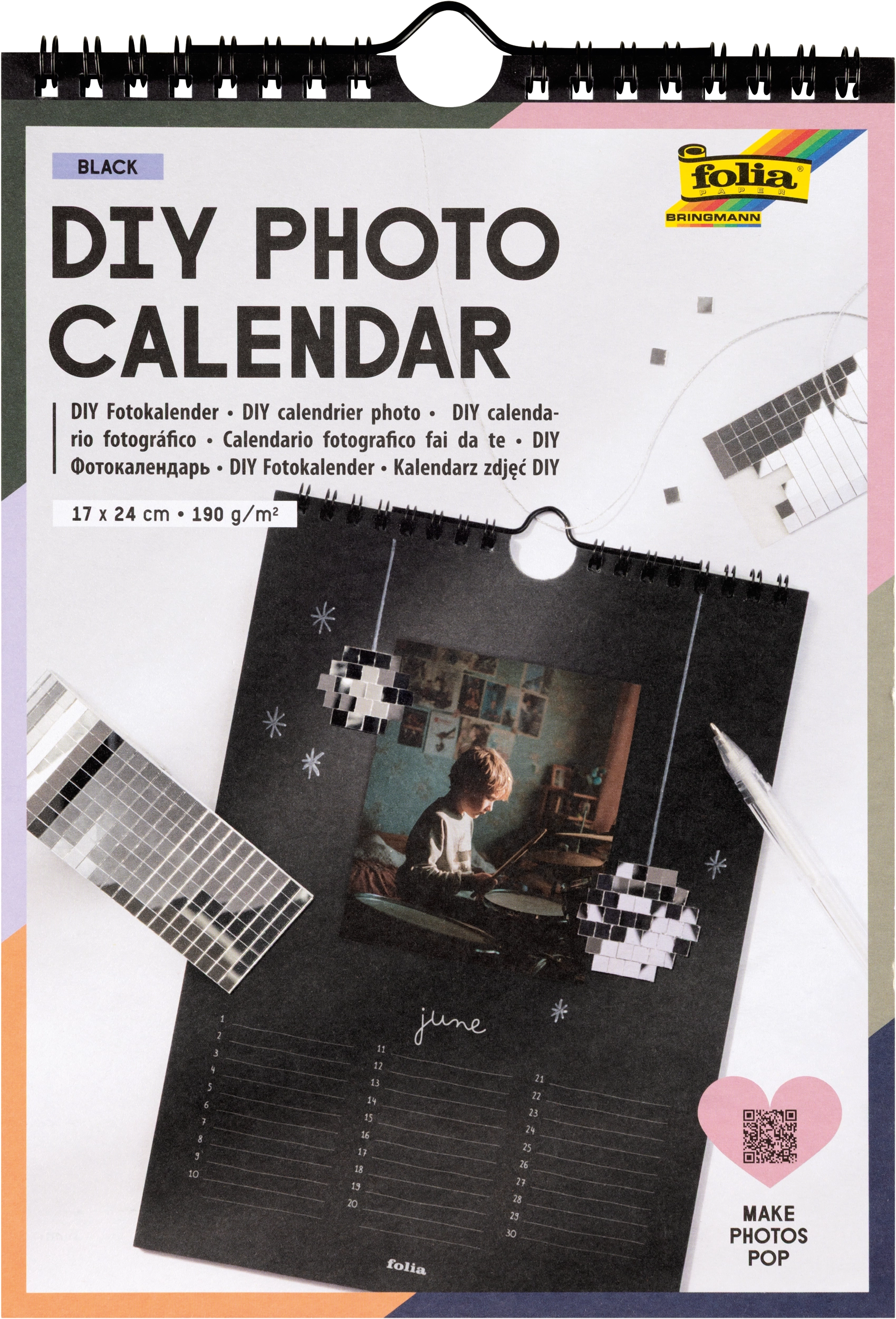 DIY Photo Calendar, Black, 17 x 24 cm, 1 piece